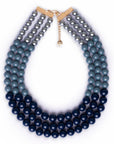 Collana girocollo multilinee con sfere in acrilico tono blu - Mya Accessories