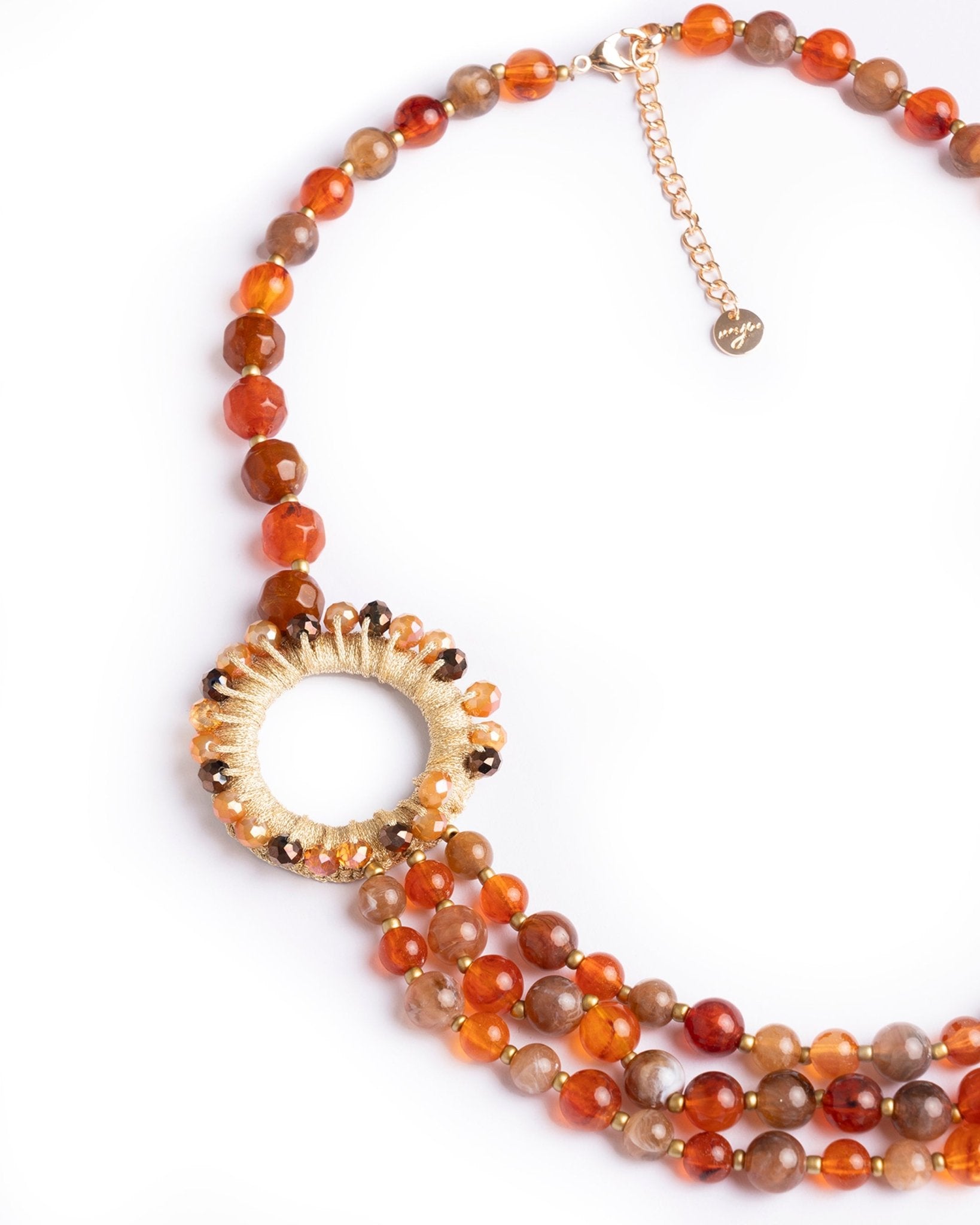 Collana multilinee con sfere in acrilico arancio - Mya Accessories