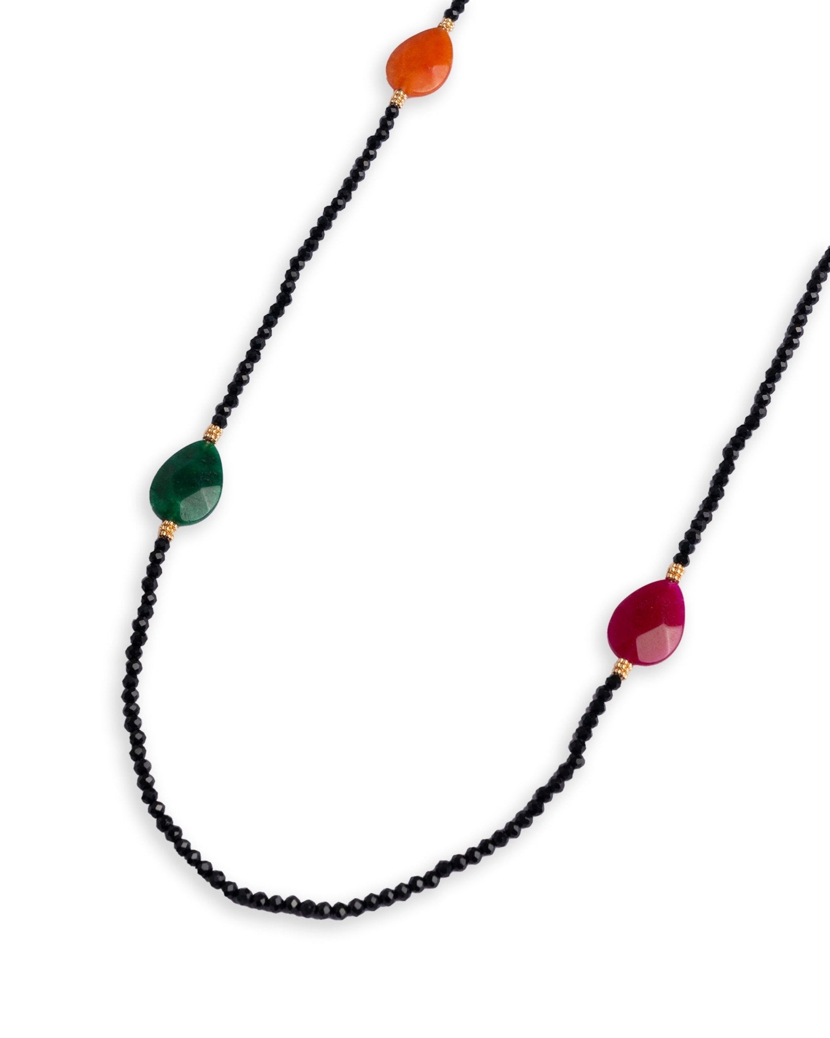 Collana lunga con microcristalli nero e pietre multicolore - Mya Accessories