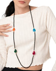 Collana lunga con microcristalli nero e pietre multicolore - Mya Accessories