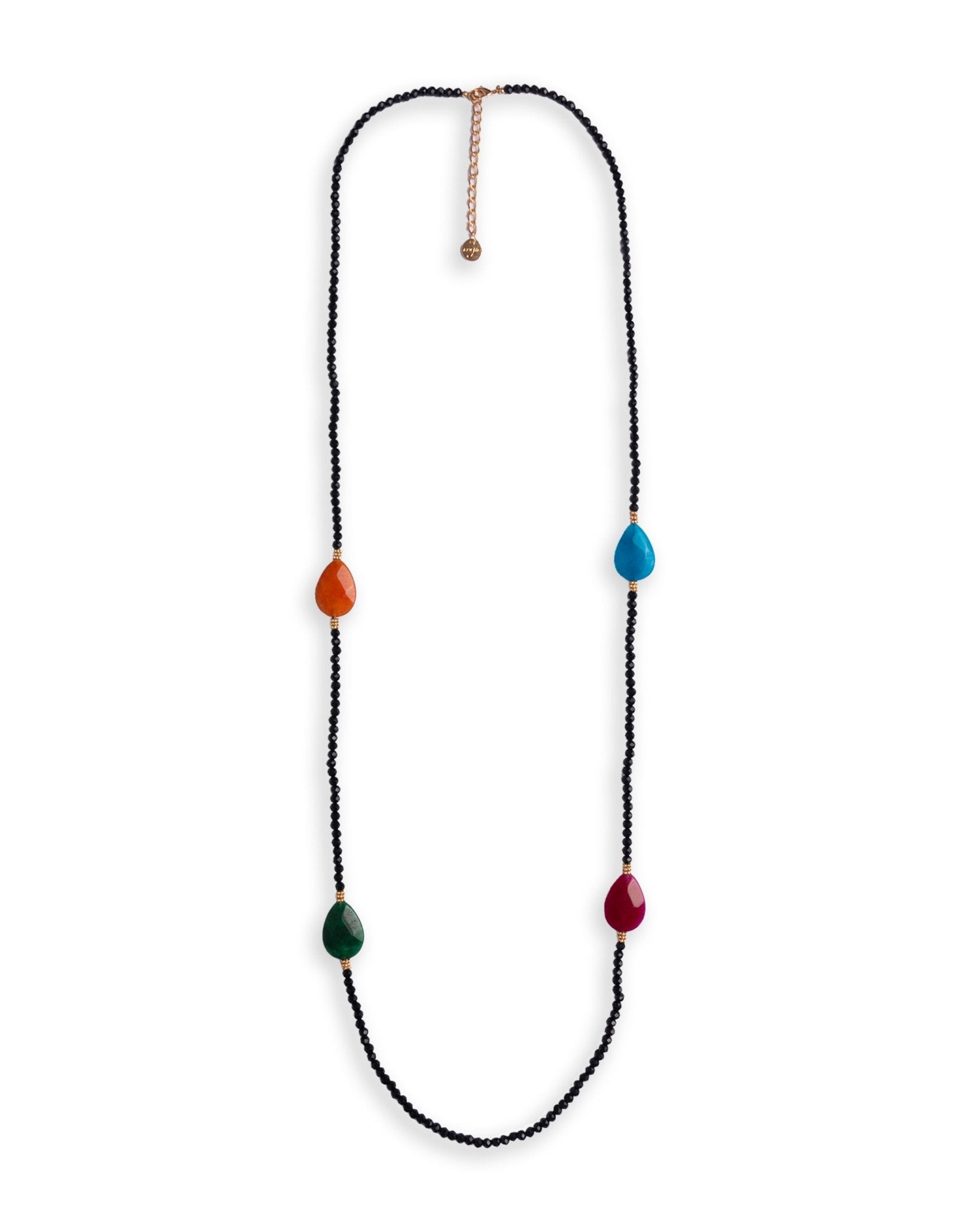 Collana lunga con microcristalli nero e pietre multicolore - Mya Accessories