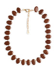 Collana girocollo con pietre ovali in resina marrone - Mya Accessories