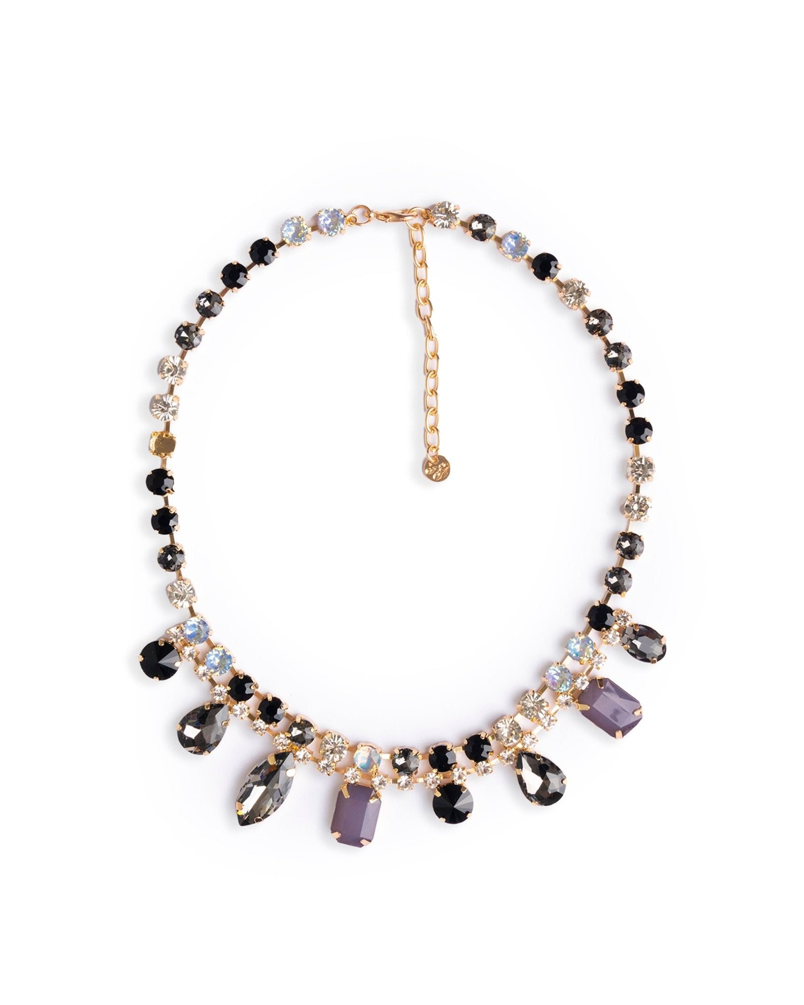 Collana girocollo con pietre in vetro nere e crystal - Mya Accessories