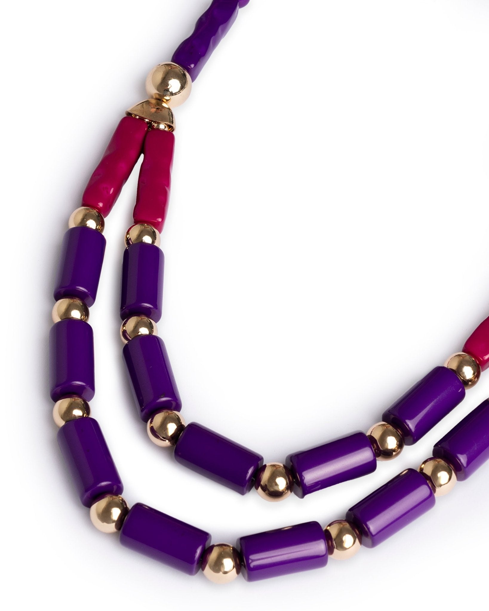 Collana a due fili in resina viola e fucsia - Mya Accessories