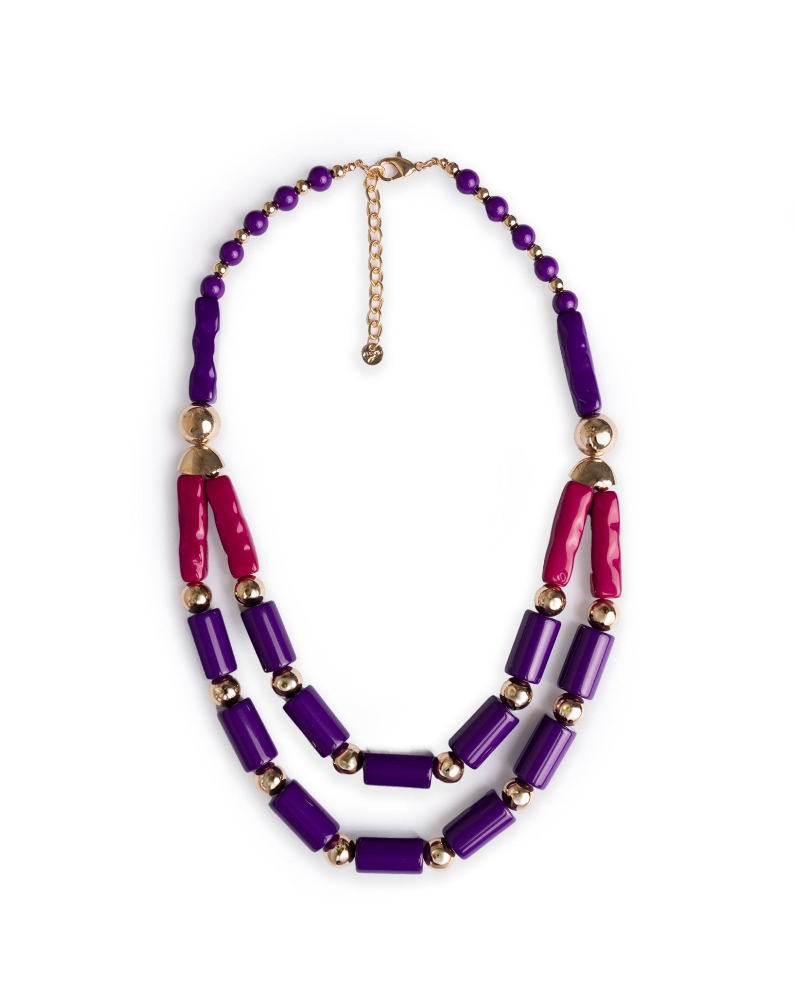 Collana a due fili in resina viola e fucsia - Mya Accessories