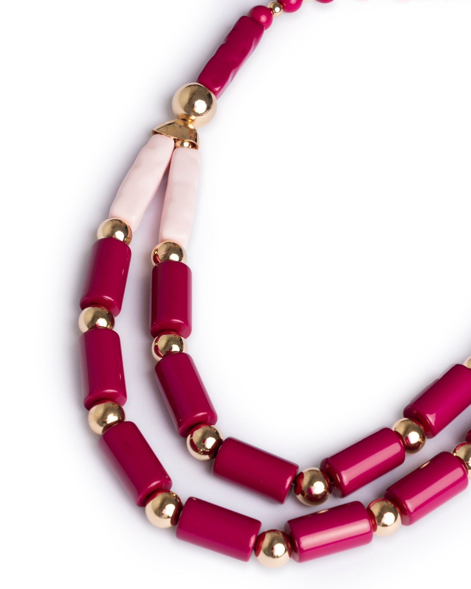 Collana a due fili in resina fucsia e rosa - Mya Accessories