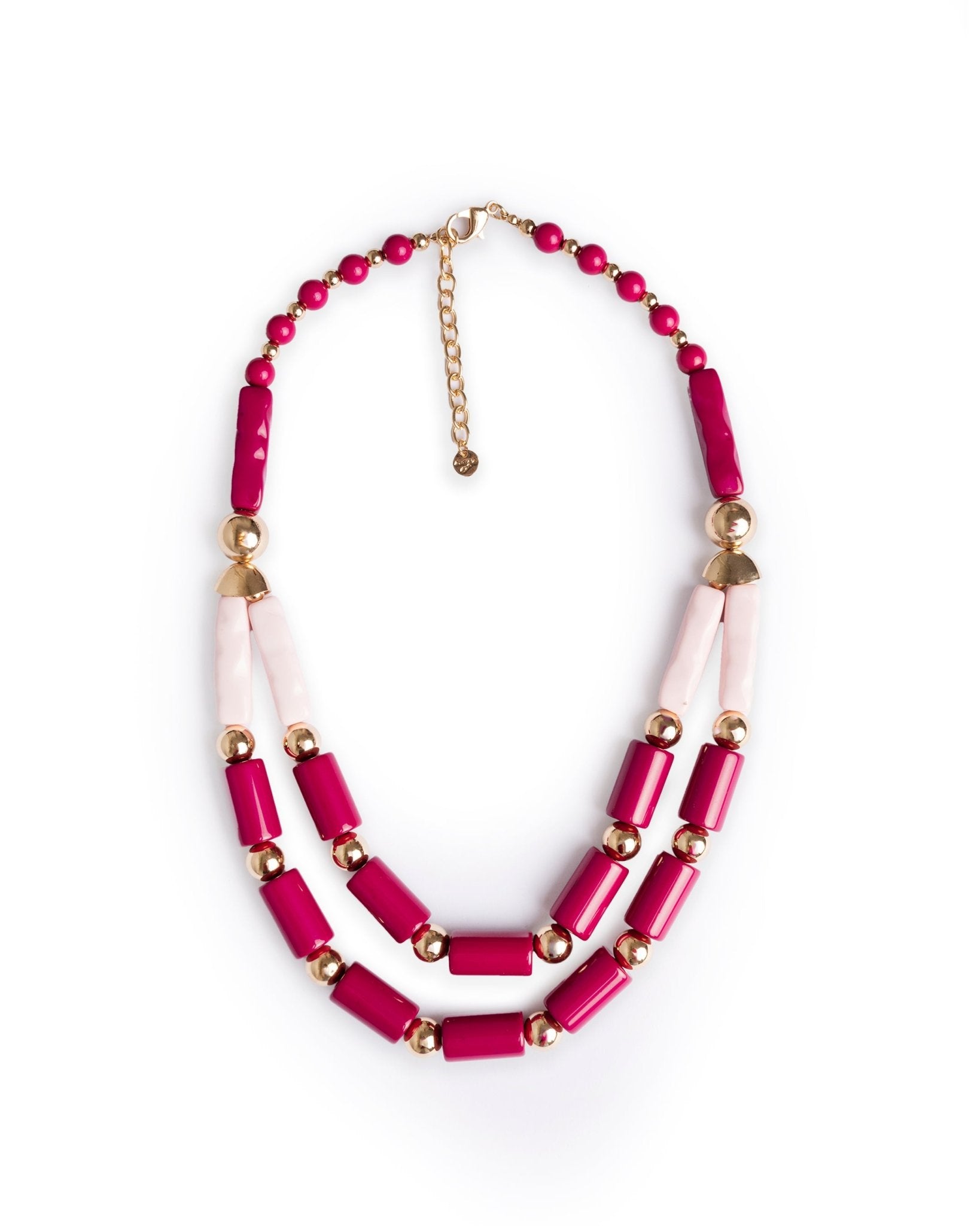 Collana a due fili in resina fucsia e rosa - Mya Accessories