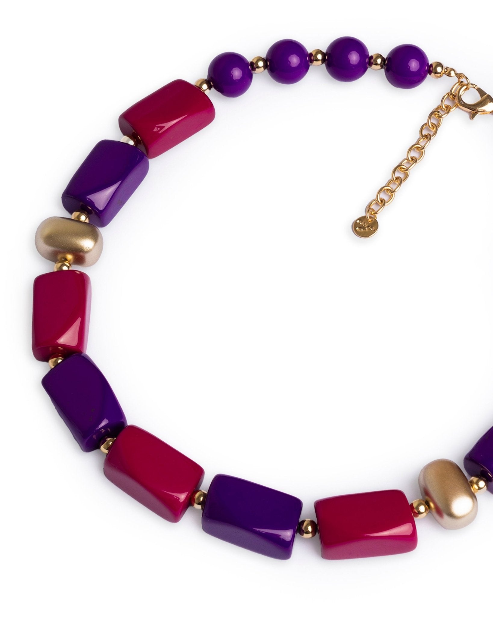 Collana girocollo in resina ed acrilico fucsia e viola - Mya Accessories