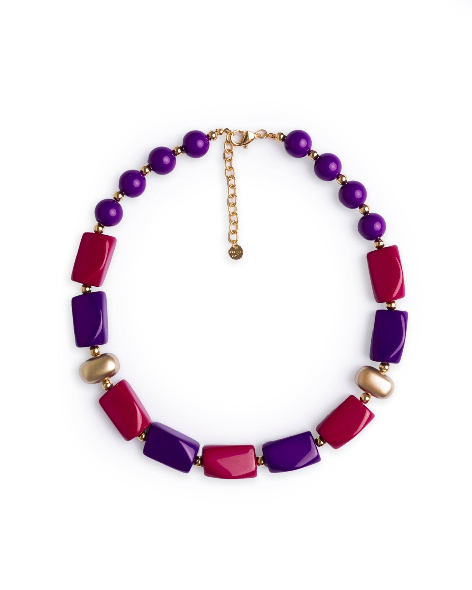 Collana girocollo in resina ed acrilico fucsia e viola - Mya Accessories