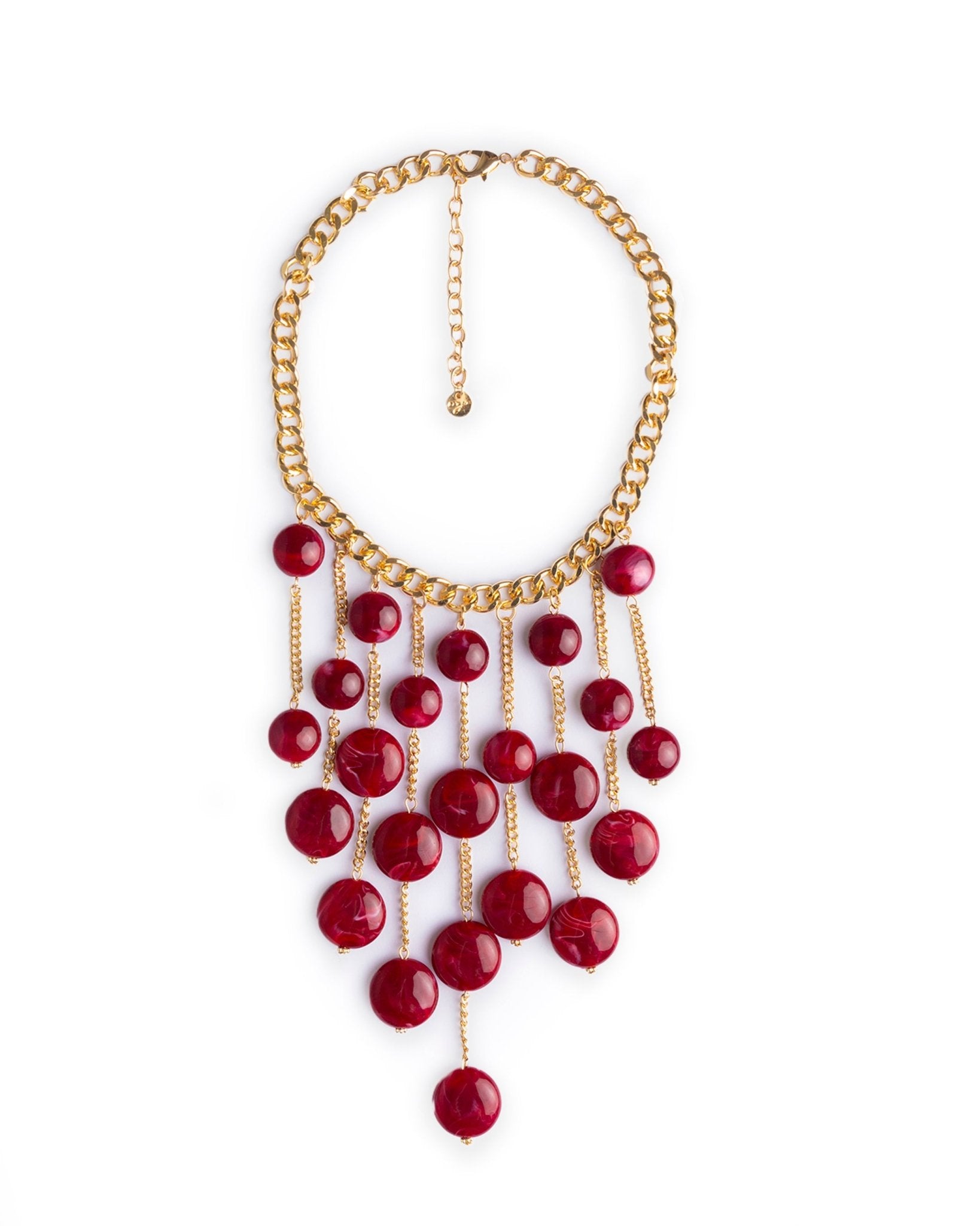 Collana girocollo a catena con pietre schiacciate in acrilico rosso pendenti - Mya Accessories