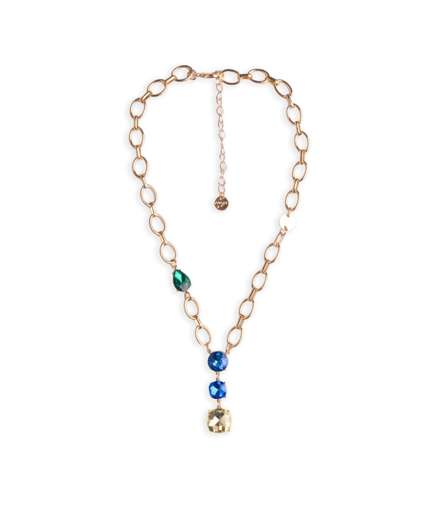 Collana girocollo a catena con pietre pendenti in vetro tono blu - Mya Accessories