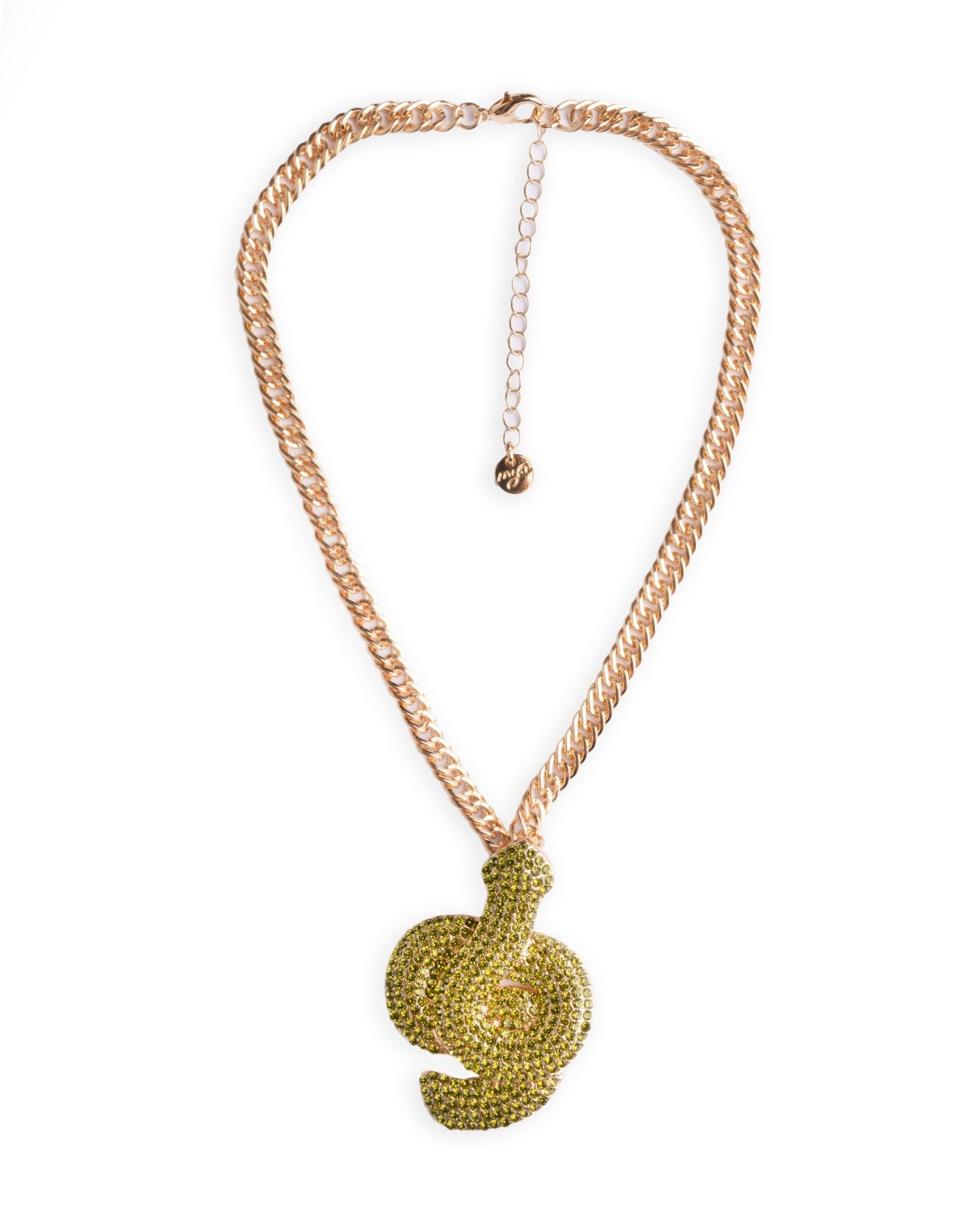 Collana girocollo a catena con pendente a forma di serpente con strass verdi - Mya Accessories