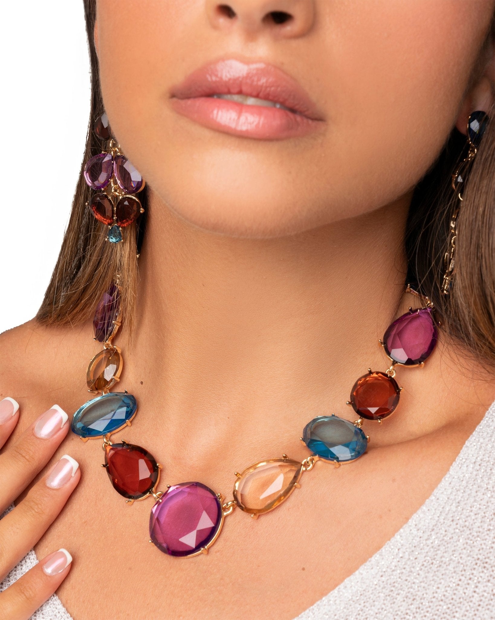 Collana girocollo in metallo con inserti in acrilico trasparente multicolore - Mya Accessories