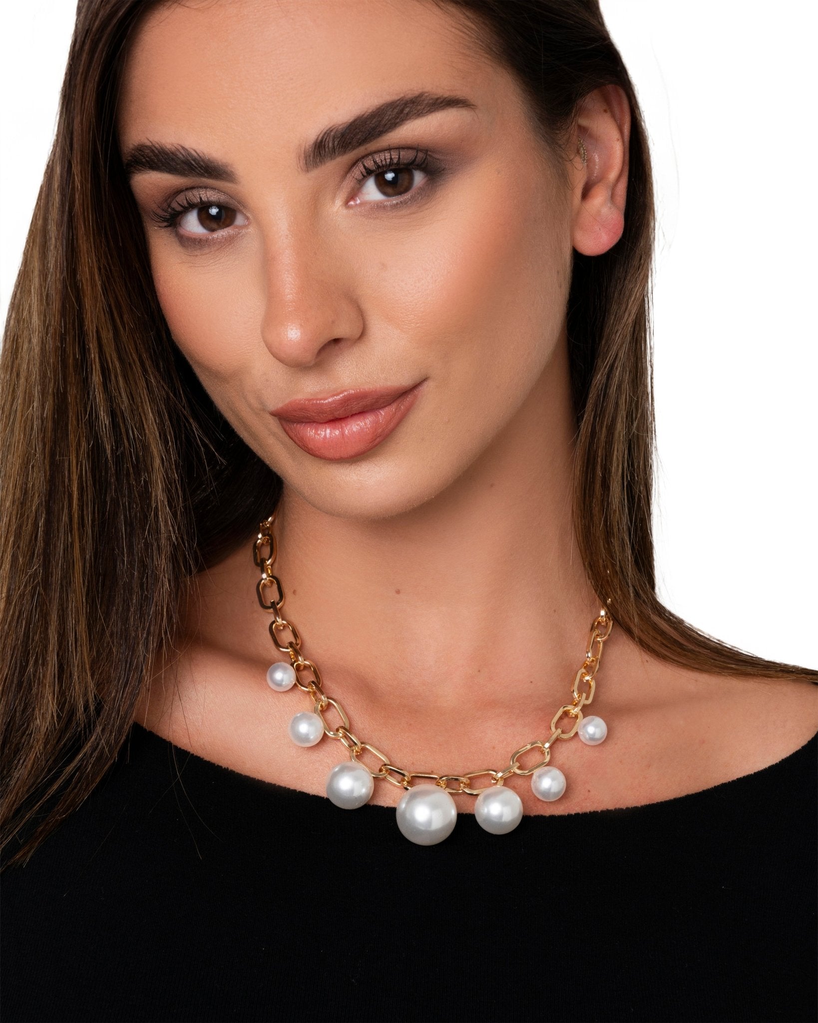 Collana girocollo a catena con sfere perlate pendenti - Mya Accessories