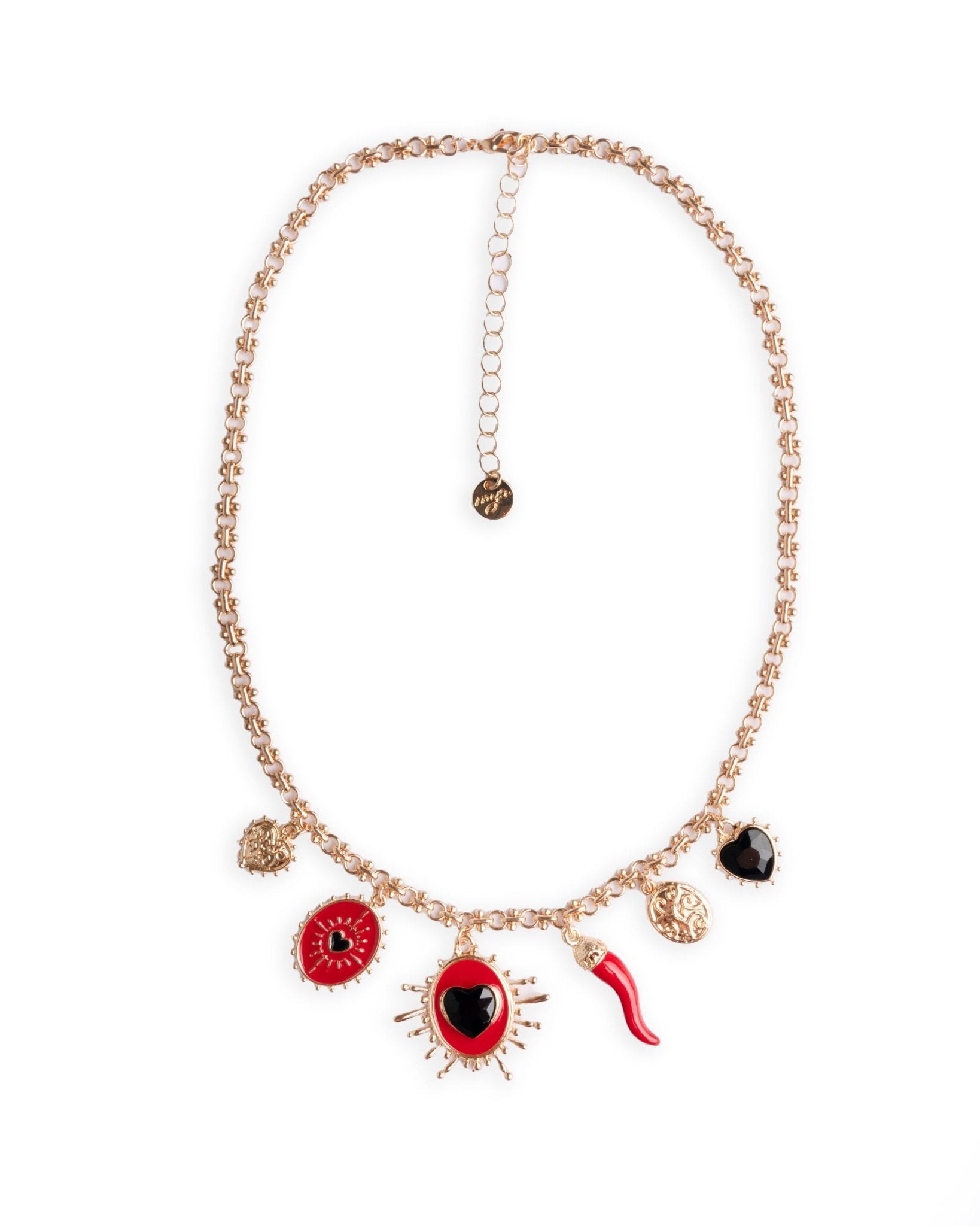 Collana girocollo a catena con charms rossi e neri - Mya Accessories