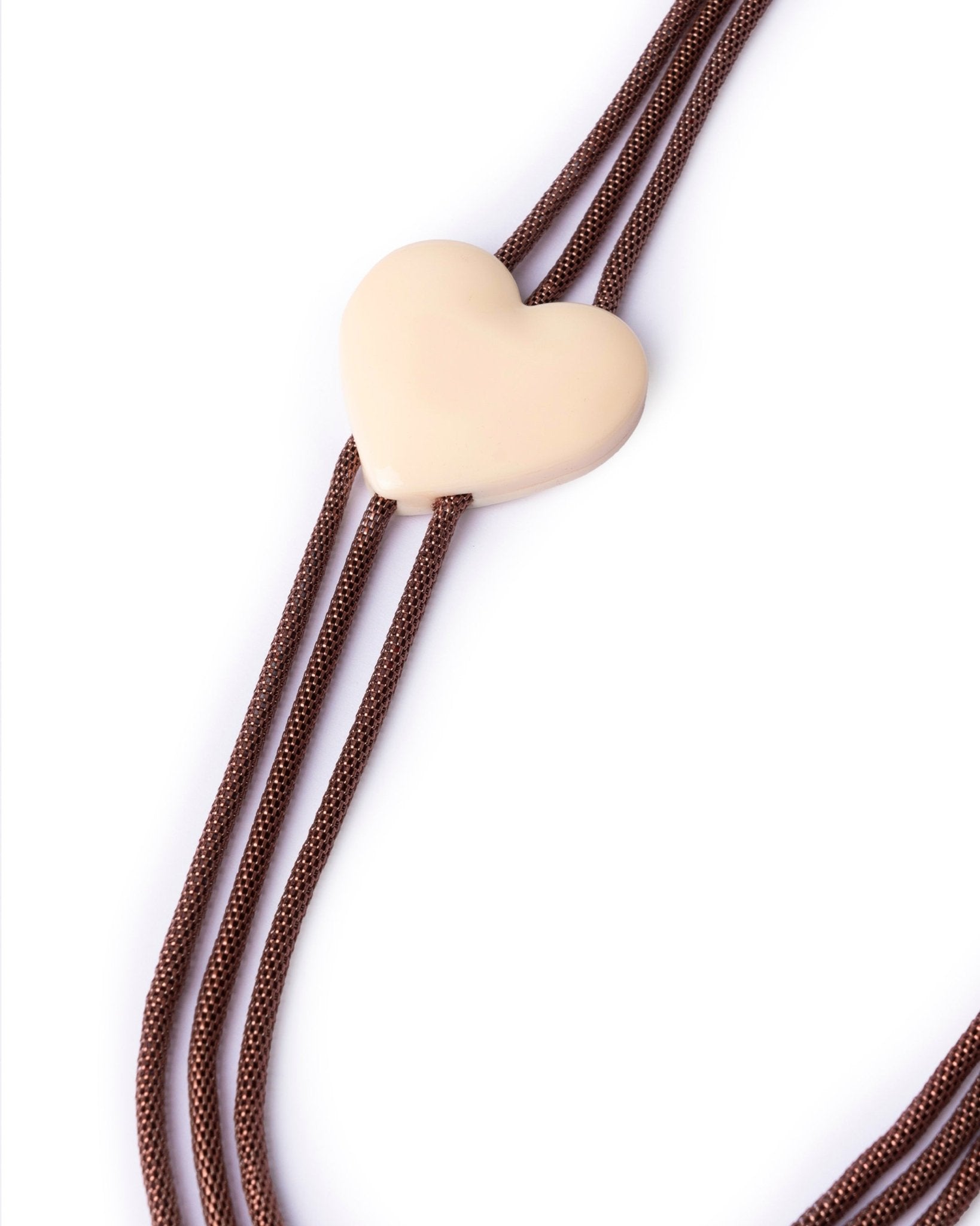 Collana multifilo con laccio bronzato con inserto cuore in acrilico bianco - Mya Accessories