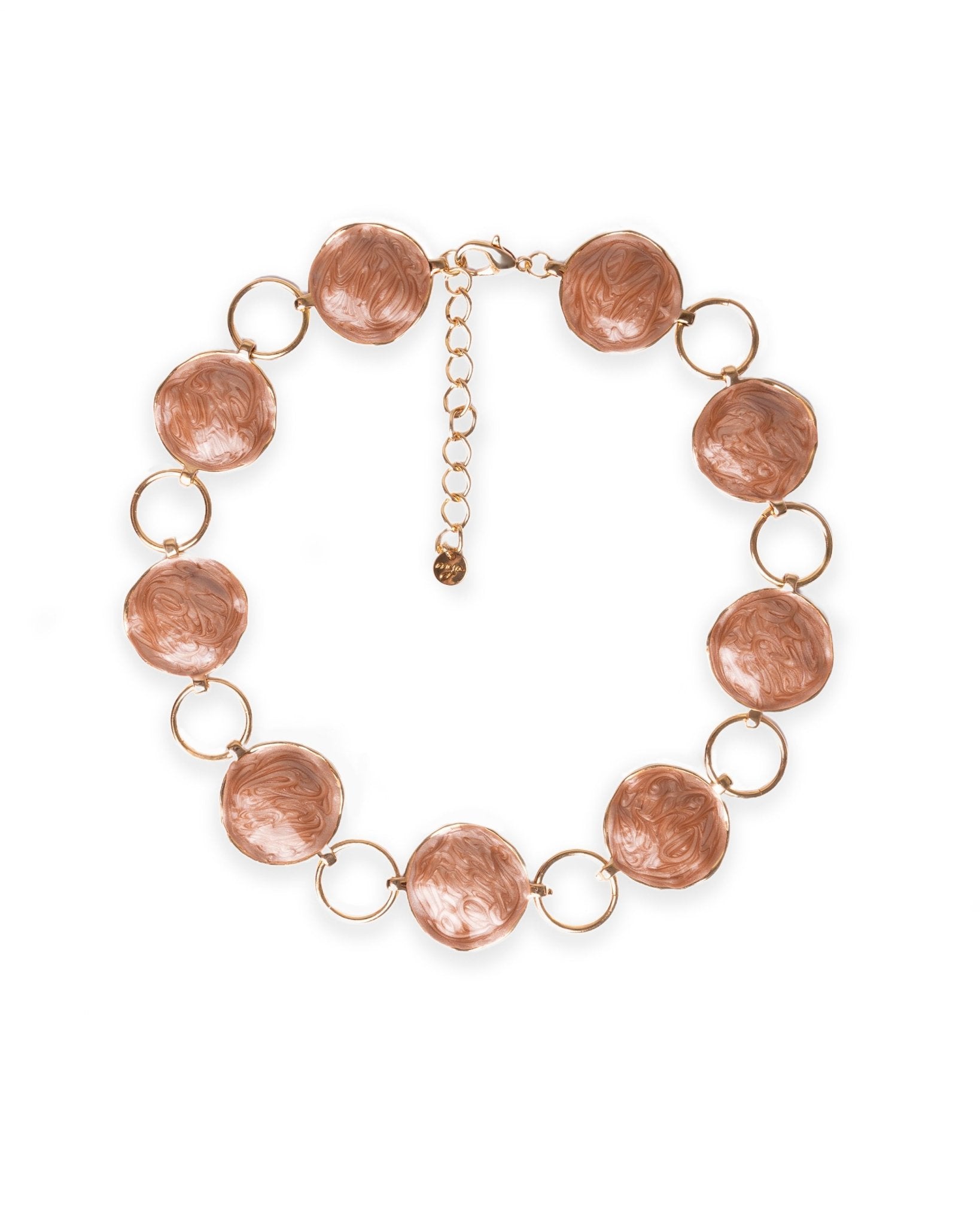 Collana girocollo in metallo con cerchi marmorizzati beige - Mya Accessories