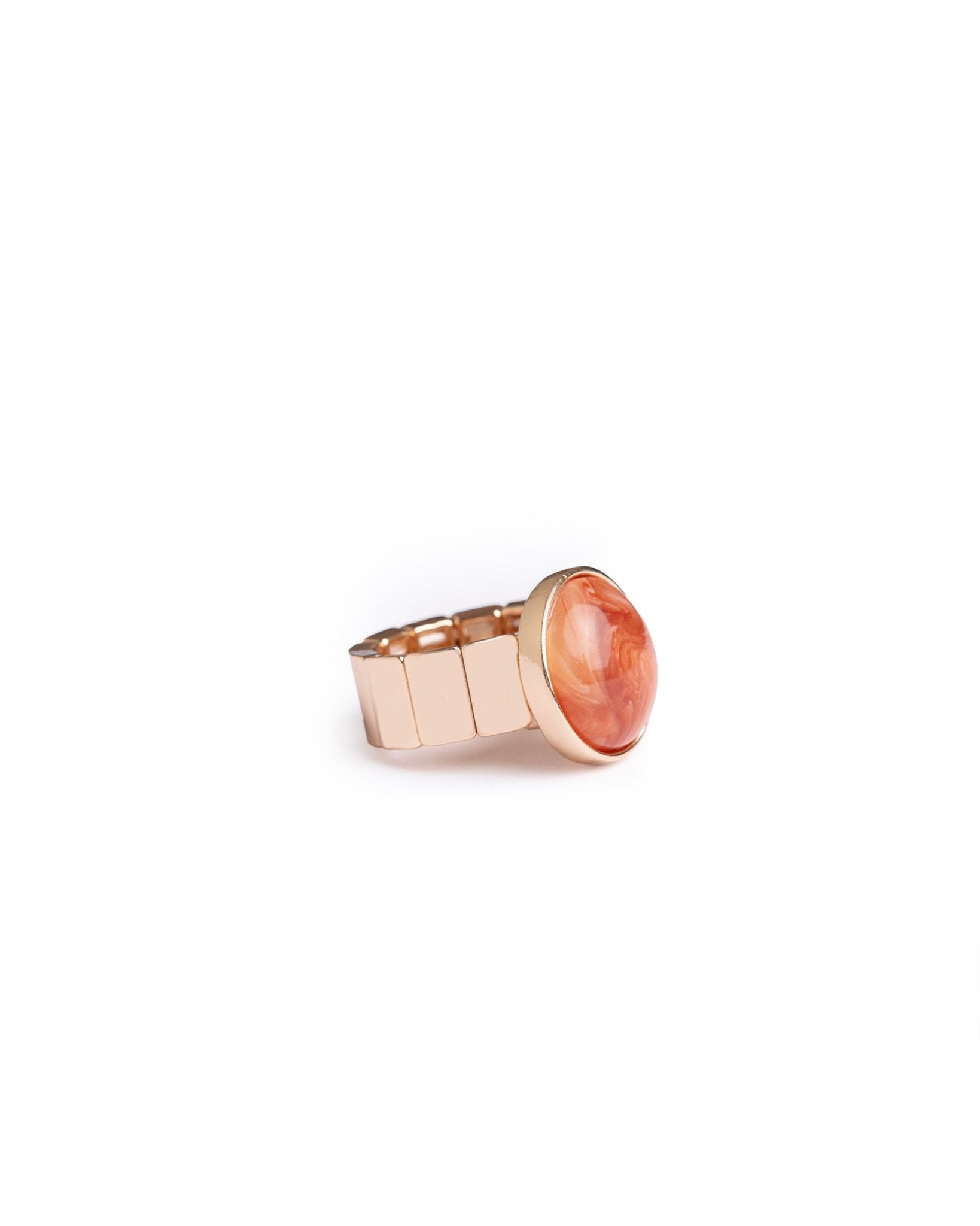 Anello elastico regolabile con pietra in acrilico arancio - Mya Accessories