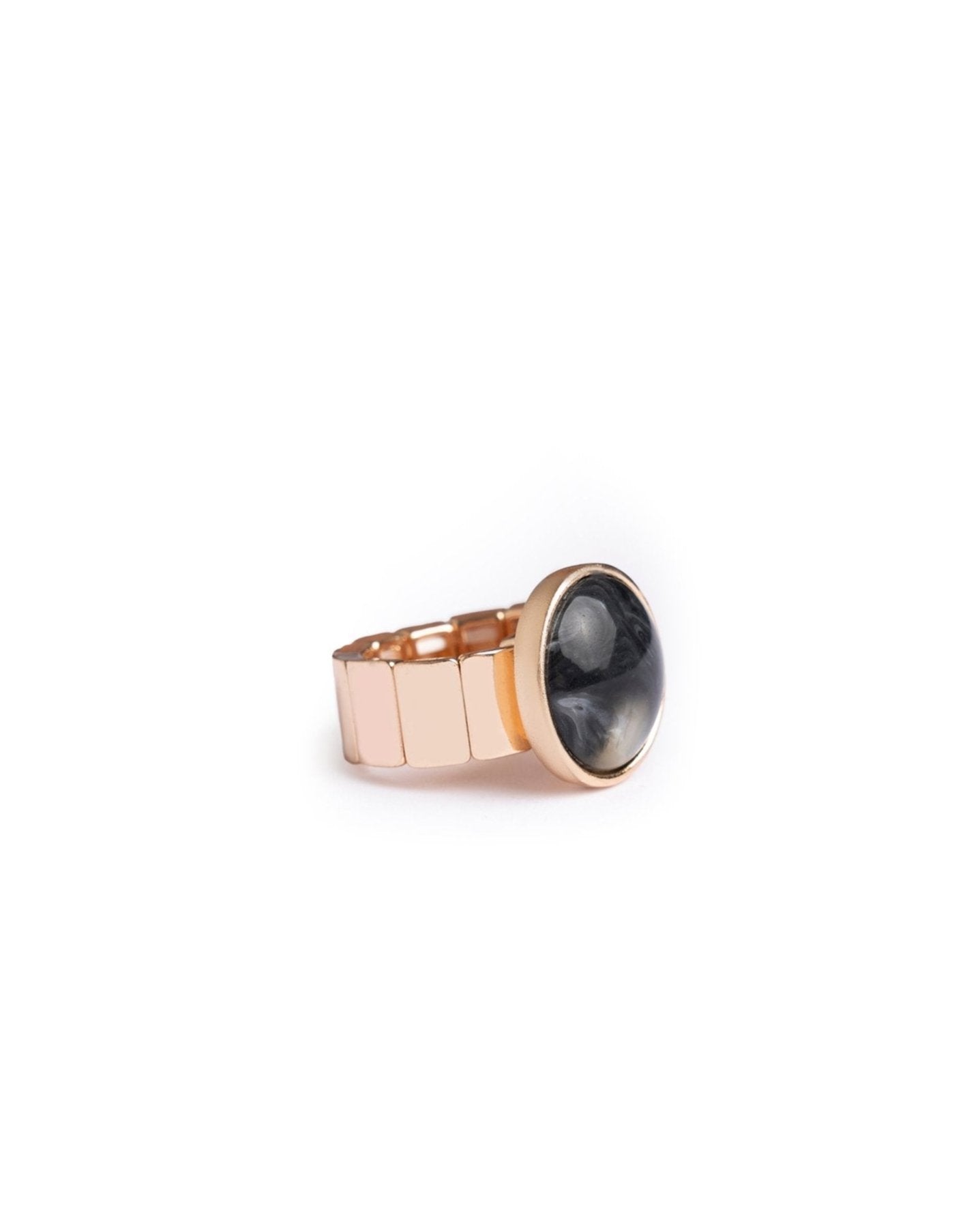 Anello elastico regolabile con pietra in acrilico nero - Mya Accessories