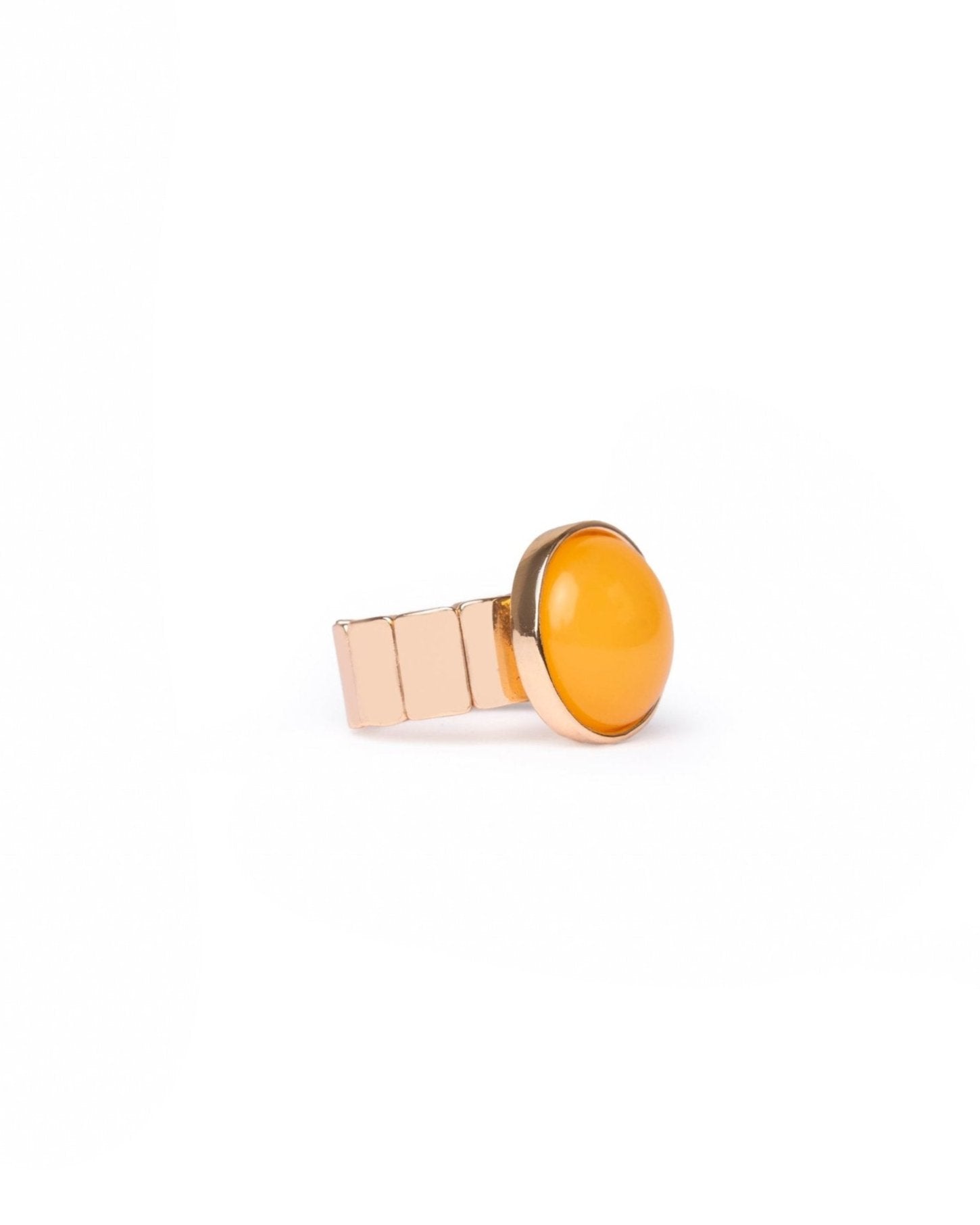 Anello elastico regolabile con pietra in acrilico giallo - Mya Accessories