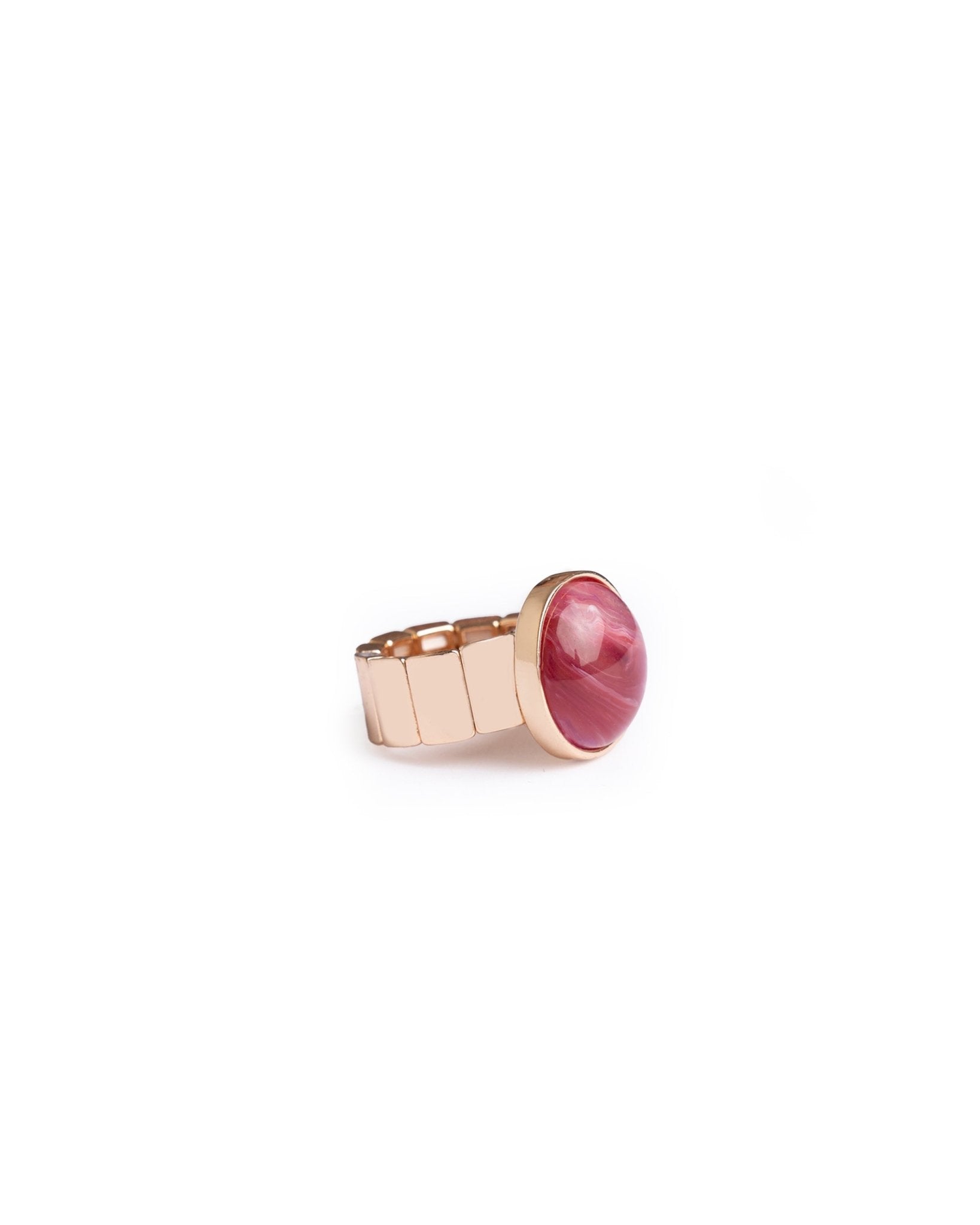 Anello elastico regolabile con pietra in acrilico rosa - Mya Accessories