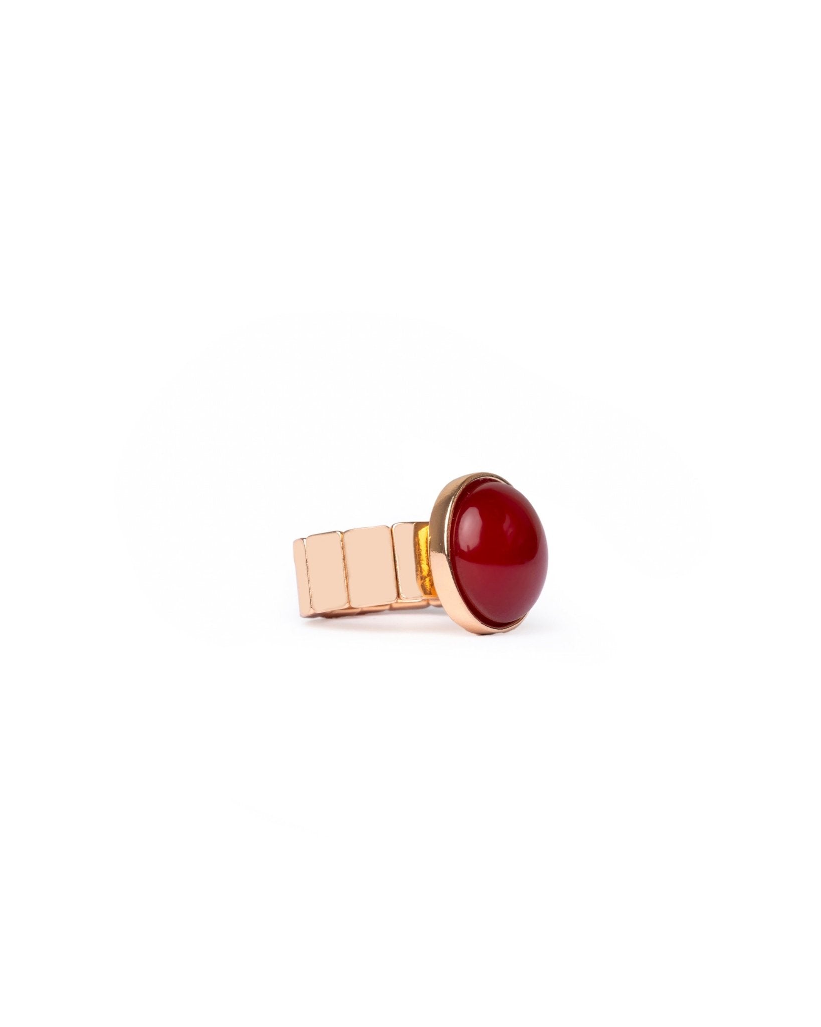 Anello elastico regolabile con pietra in acrilico rossa - Mya Accessories