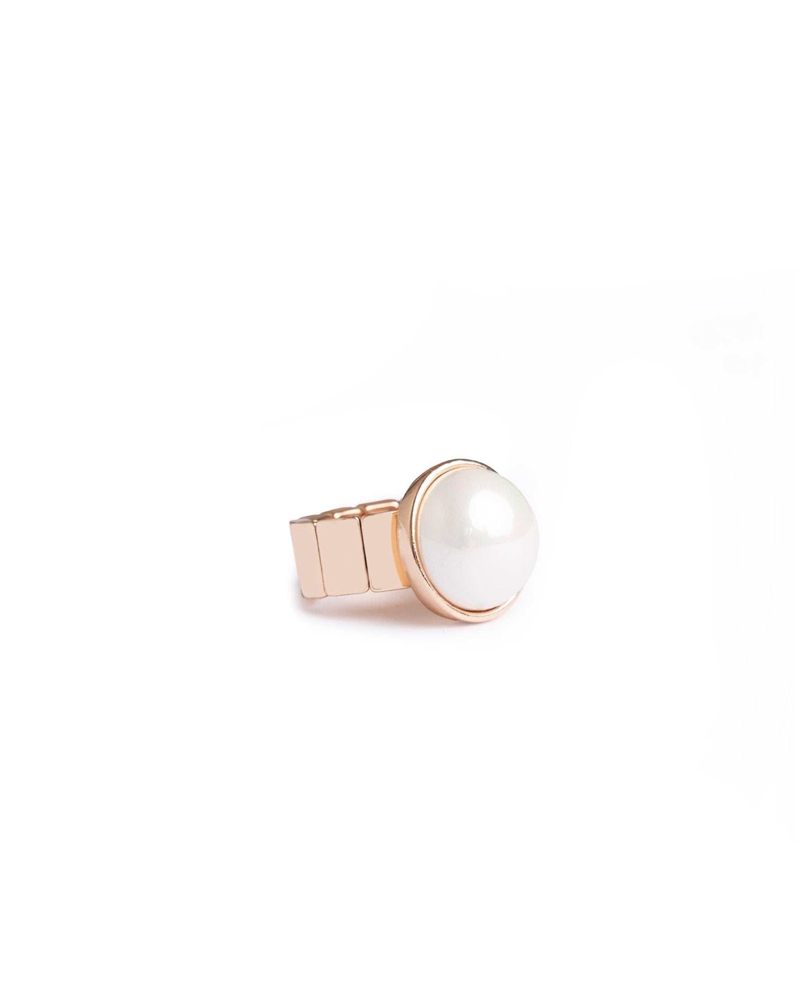 Anello elastico regolabile con pietra in acrilico pietra circolare acrilico perlata - Mya Accessories