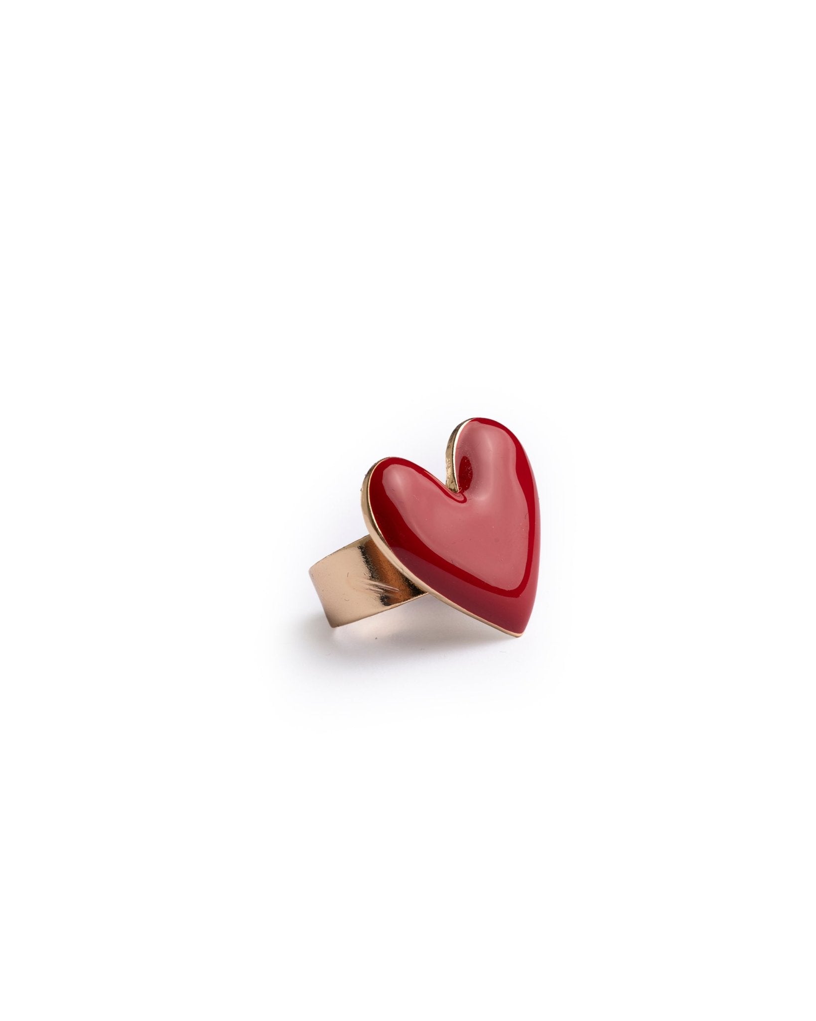 Anello regolabile in metallo con cuore smaltato rosso - Mya Accessories