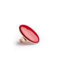 Anello regolabile in metallo con placchetta ovale smaltata rossa - Mya Accessories