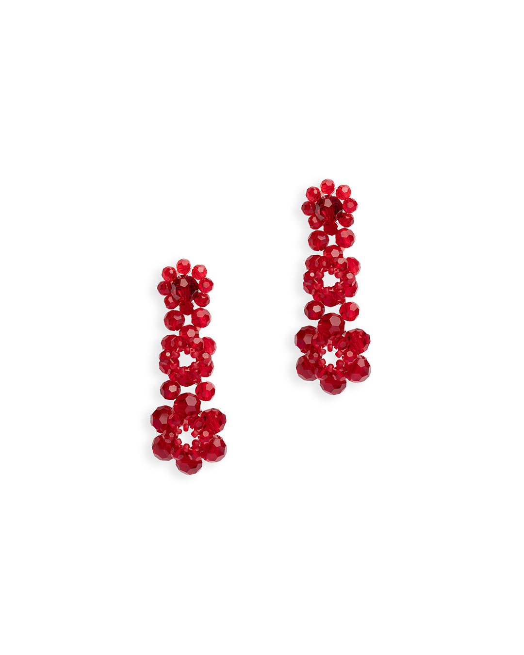 Orecchini a fiore con pietre in vetro rosse - Mya Accessories