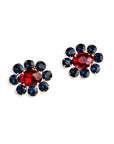 Orecchini a clip a forma di fiore in vetro blu - Mya Accessories