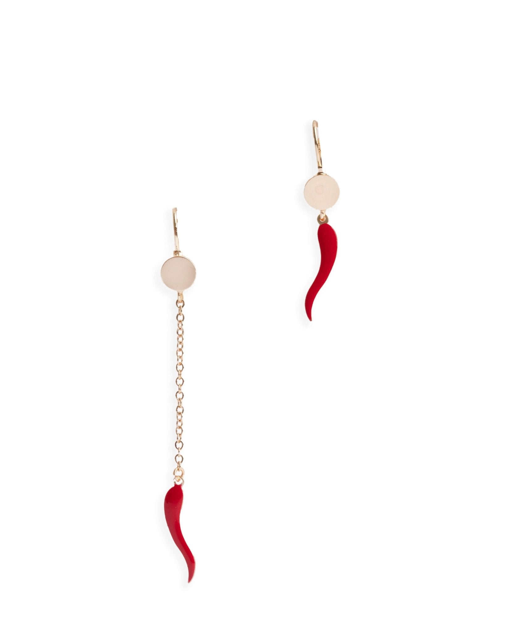 Orecchini a catena pendenti con corno smaltati rosso - Mya Accessories