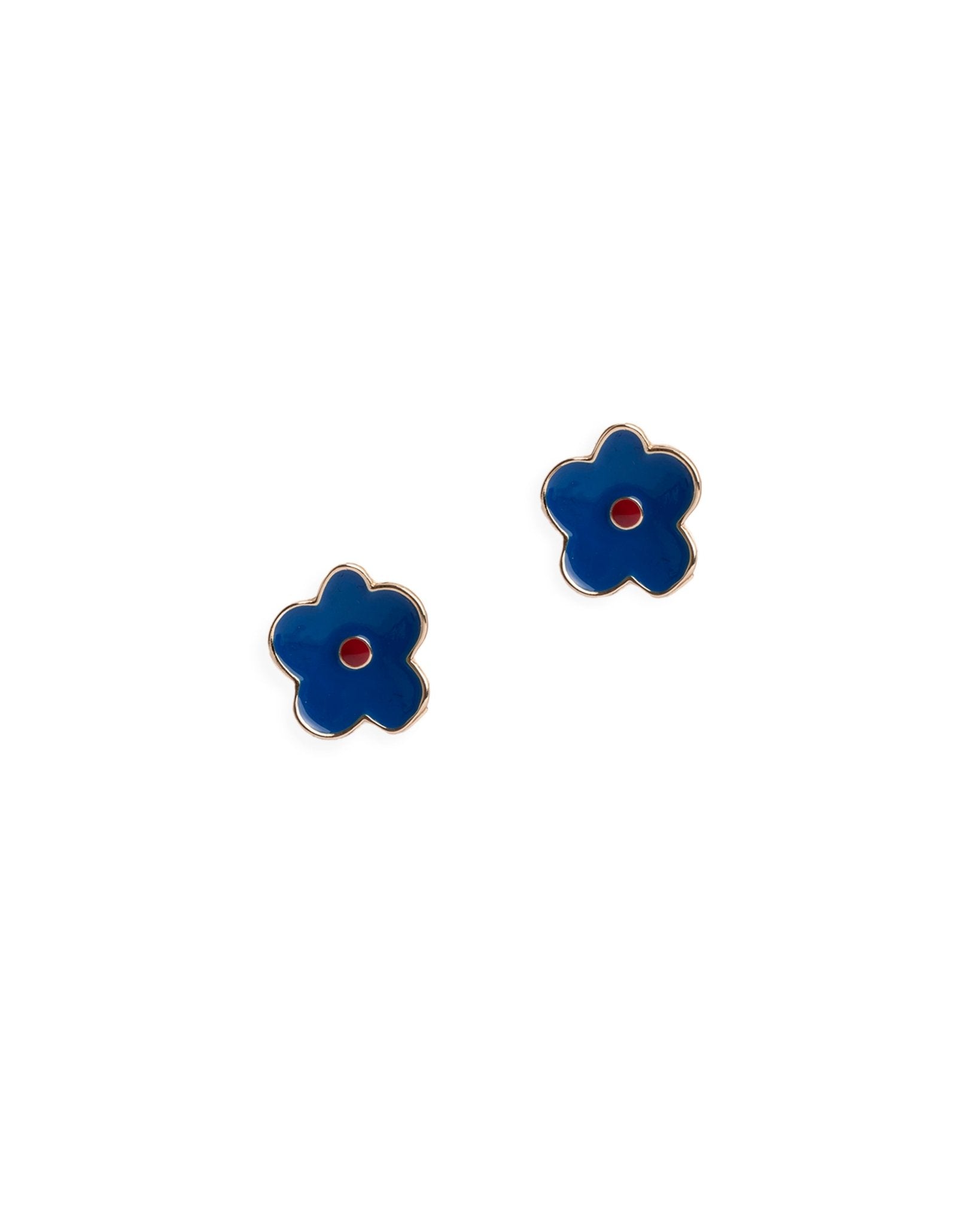 Orecchini in metallo con fiore smaltato rosso e blu - Mya Accessories