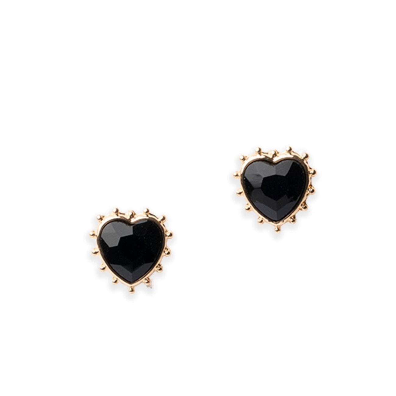 Orecchini in metallo a forma di cuore in vetro nero - Mya Accessories