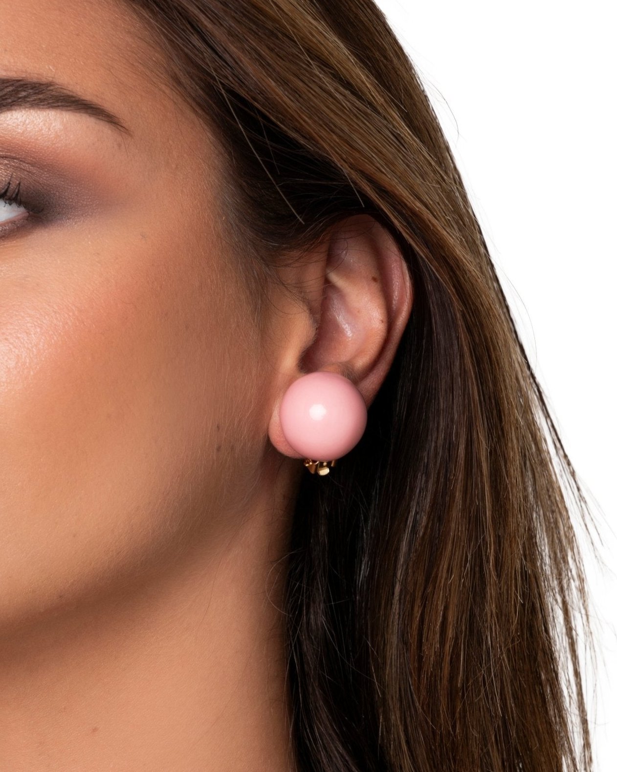 Orecchini con sfera in acrilico rosa a clip - Mya Accessories