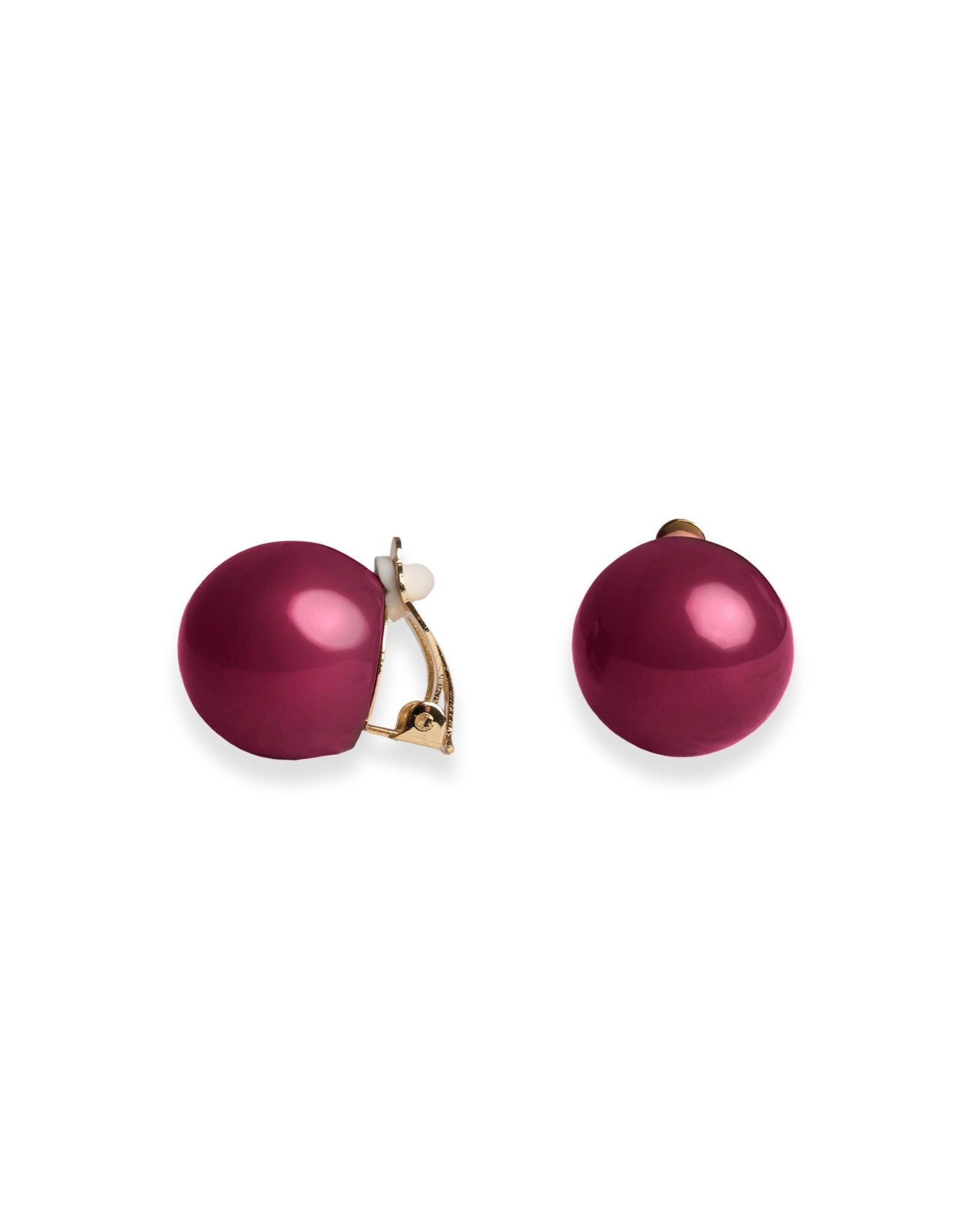 Orecchini con sfera in acrilico fucsia a clip - Mya Accessories