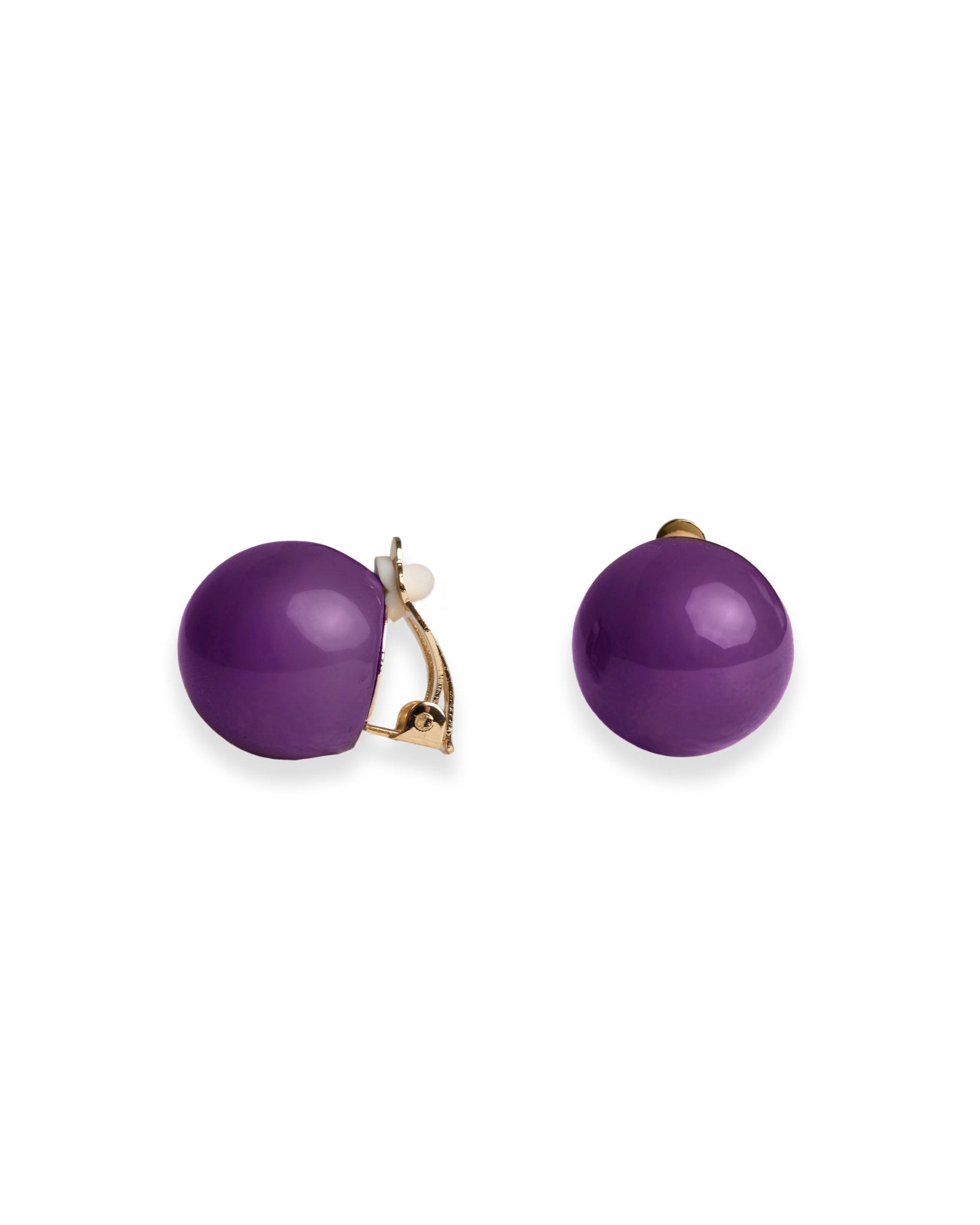 Orecchini con sfera in acrilico viola a clip - Mya Accessories