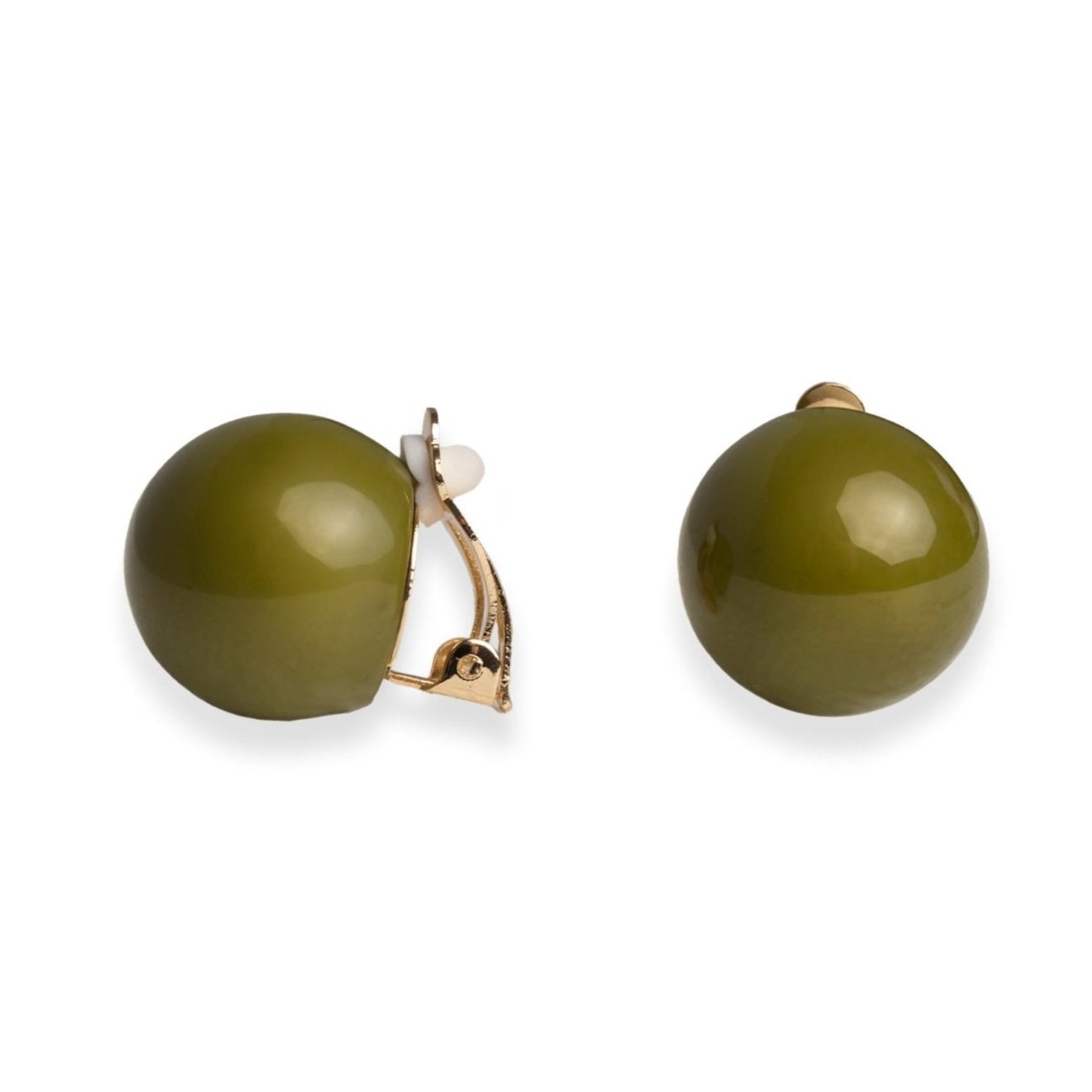 Orecchini con sfera in acrilico verde a clip - Mya Accessories