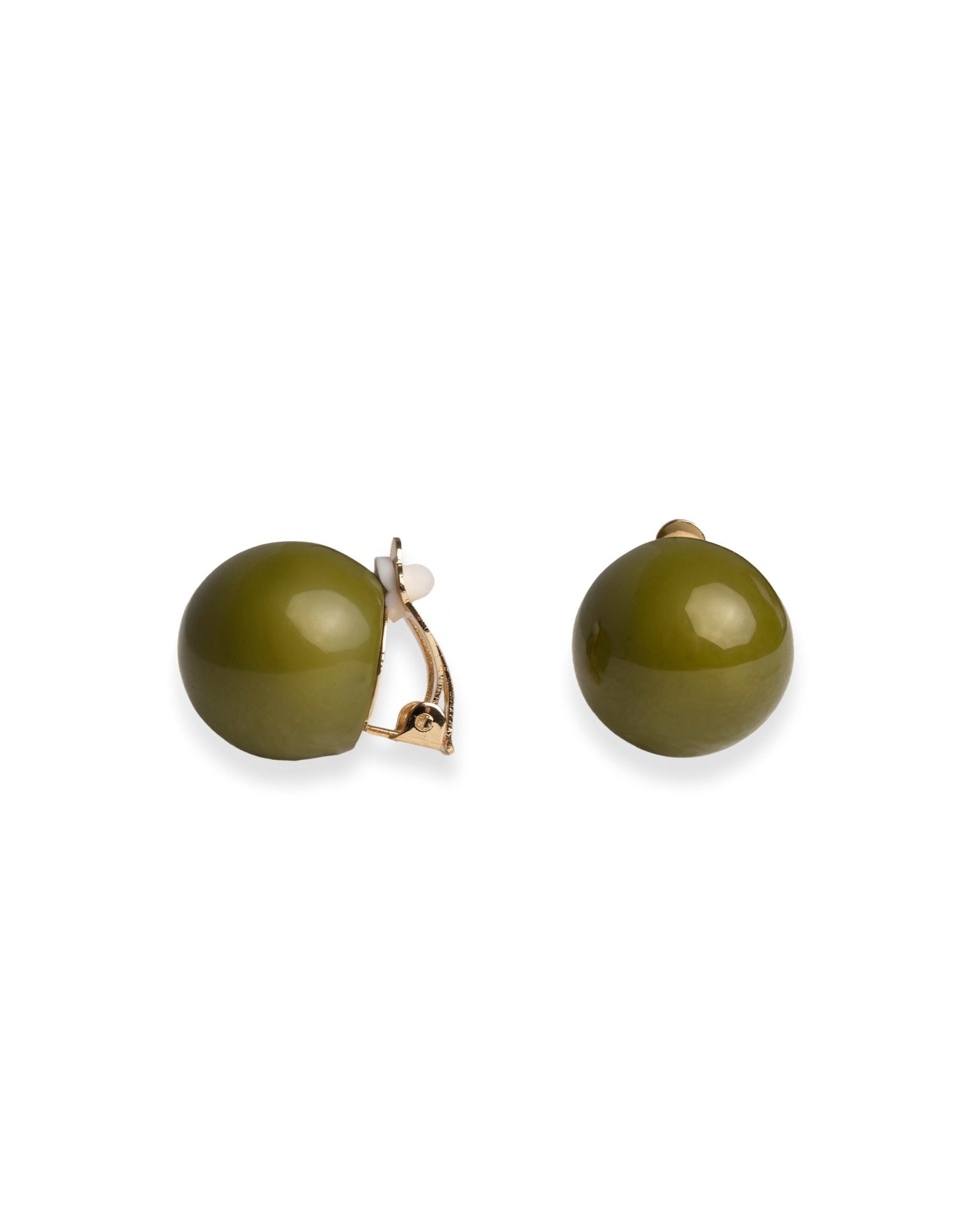 Orecchini con sfera in acrilico verde a clip - Mya Accessories