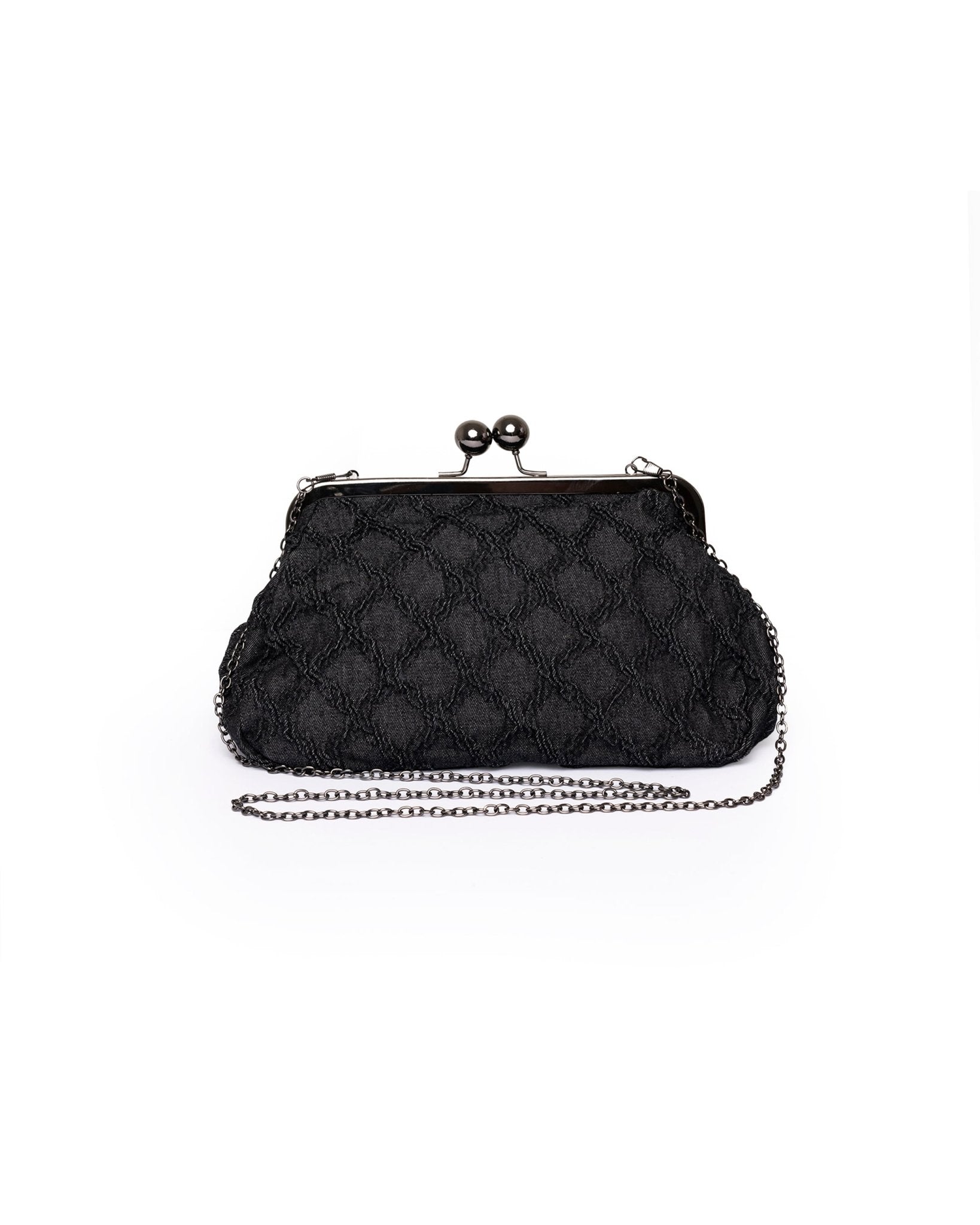 Borsa pochette in tessuto strutturato nero - Mya Accessories