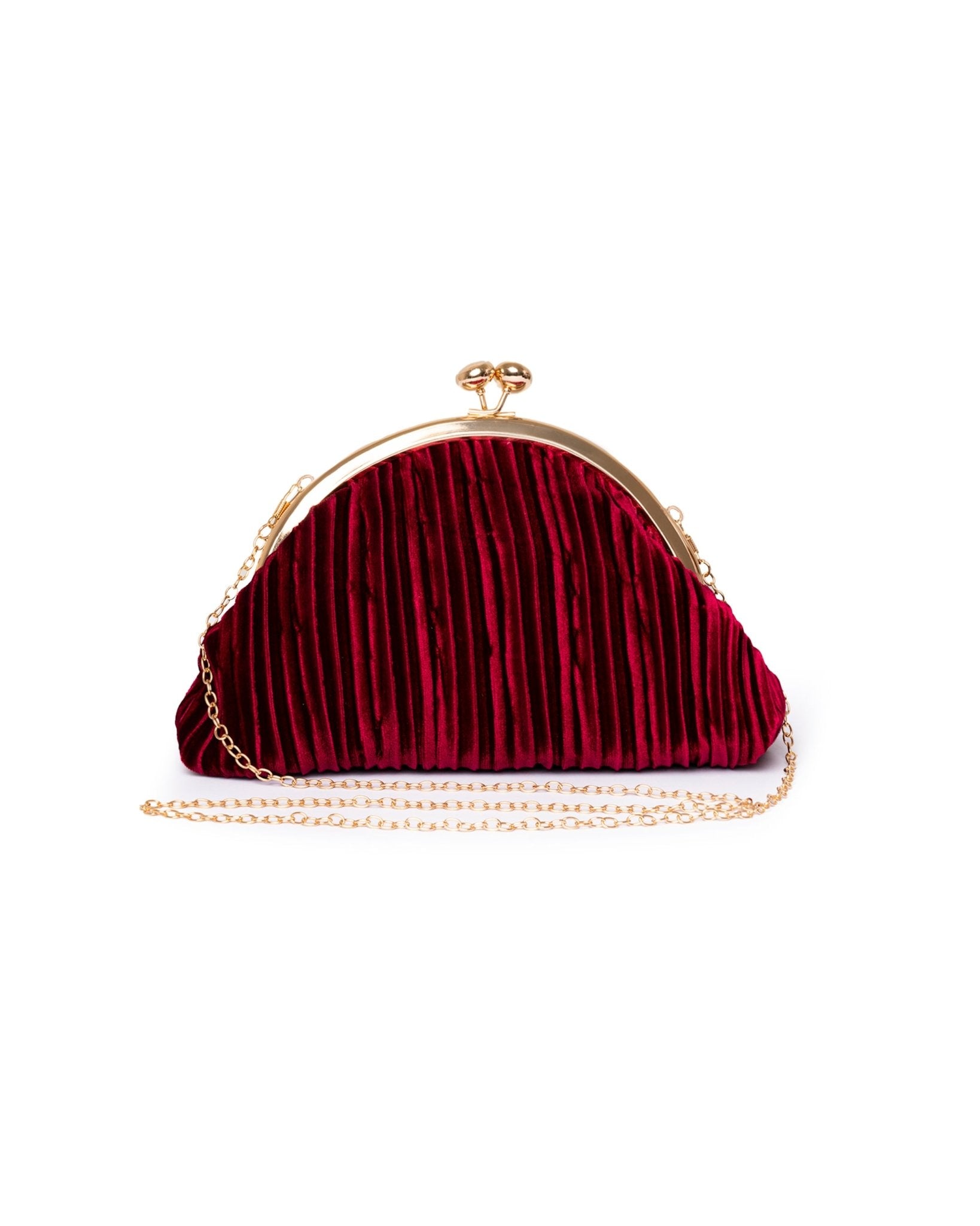 Borsa pochette tessuto in velluto plissettato rosso - Mya Accessories