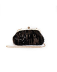 Borsa pochette in velluto nero con paillette nere ed oro - Mya Accessories