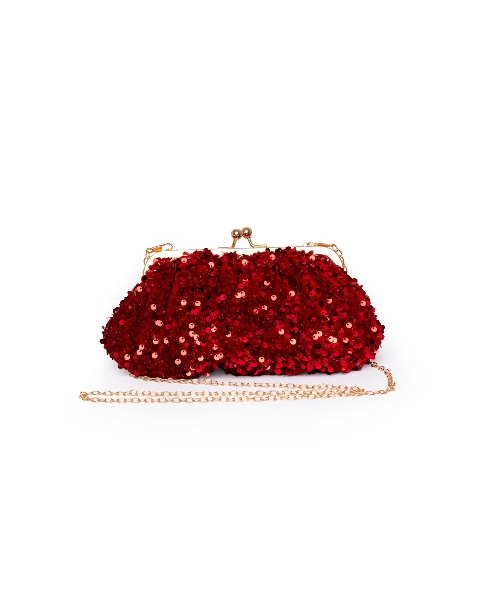 Borsa pochette rossa con paillette rosse - Mya Accessories