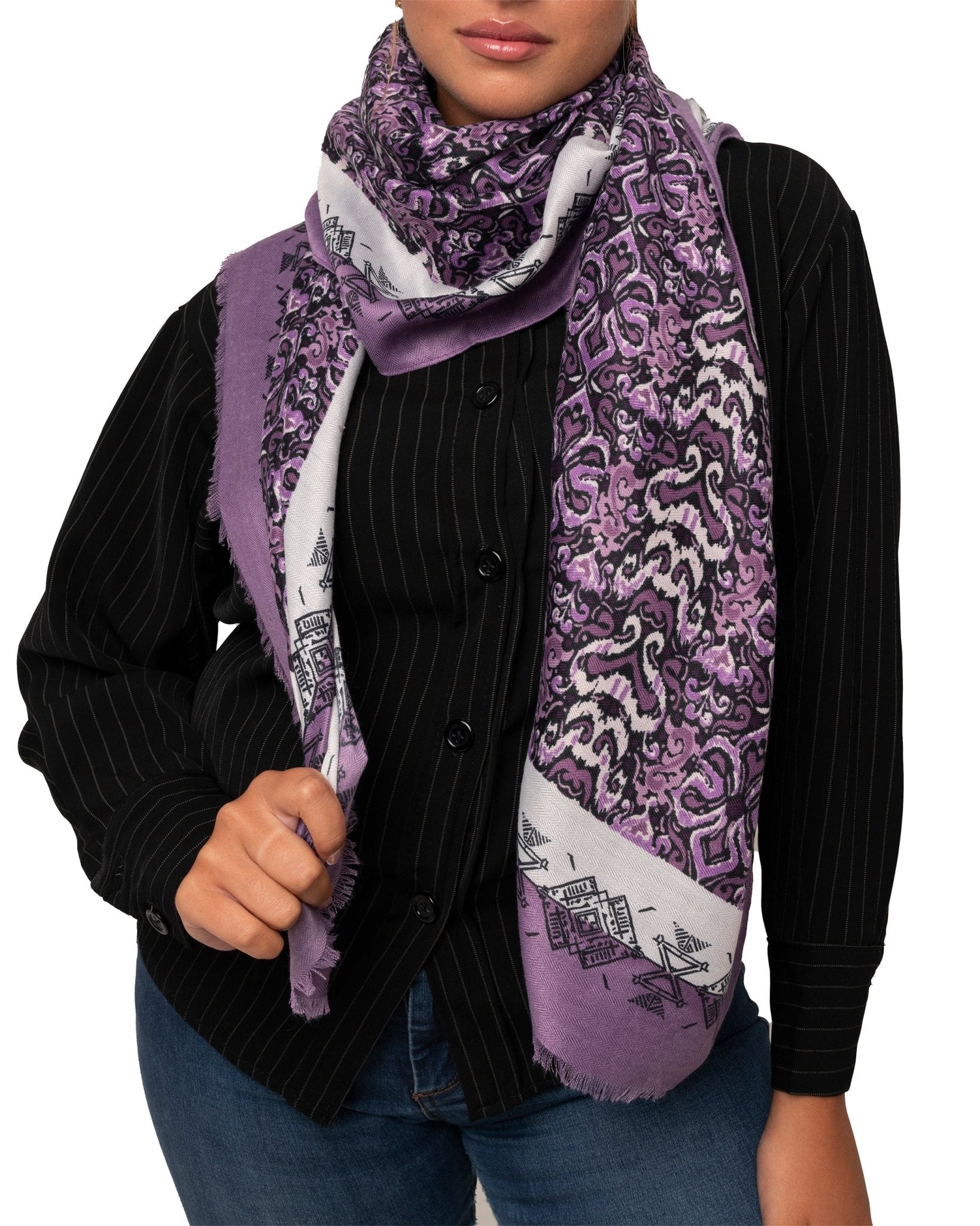 Sciarpa con stampa in tinta viola - Mya Accessories