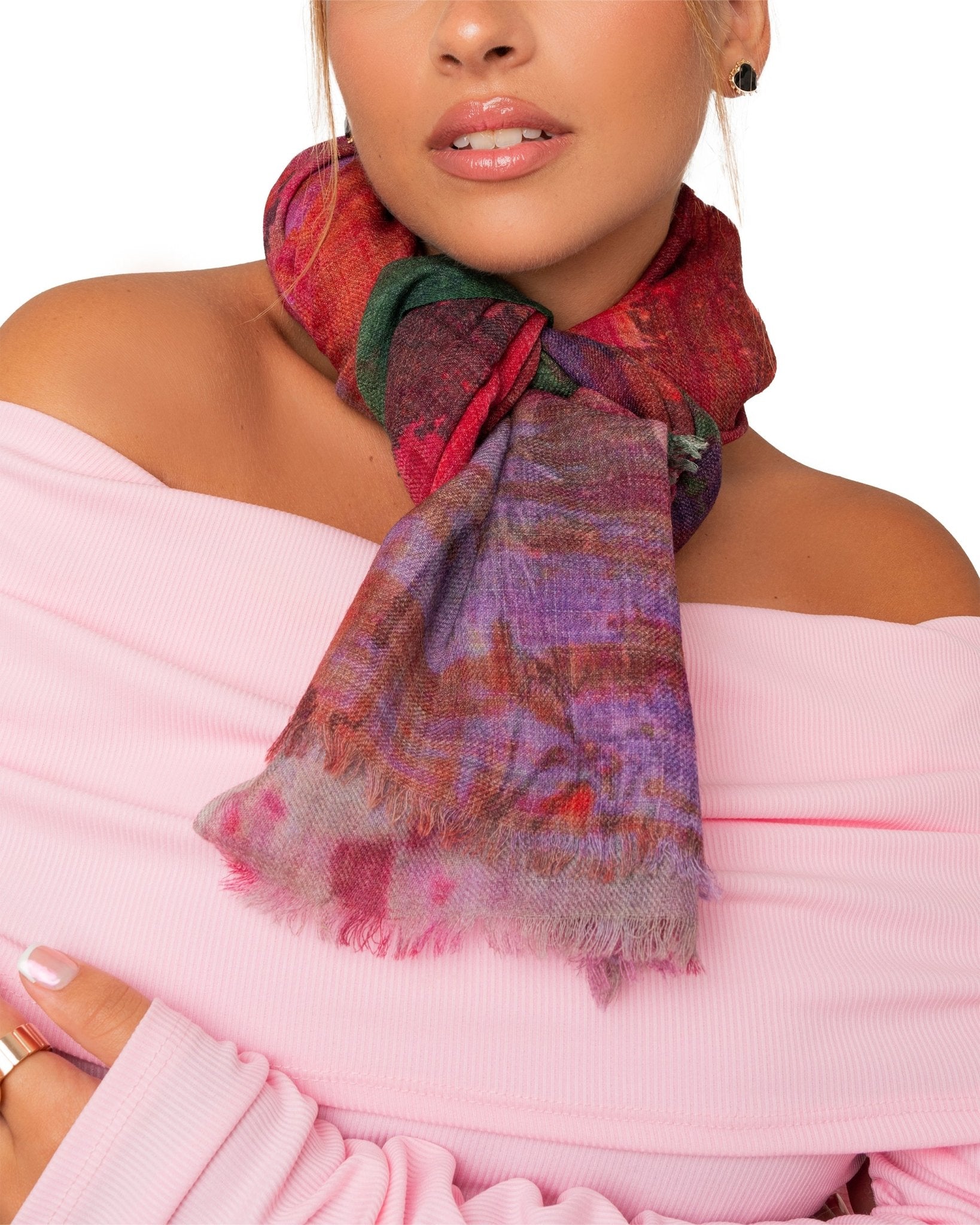 Sciarpa in pura lana con stampa multicolore - Mya Accessories