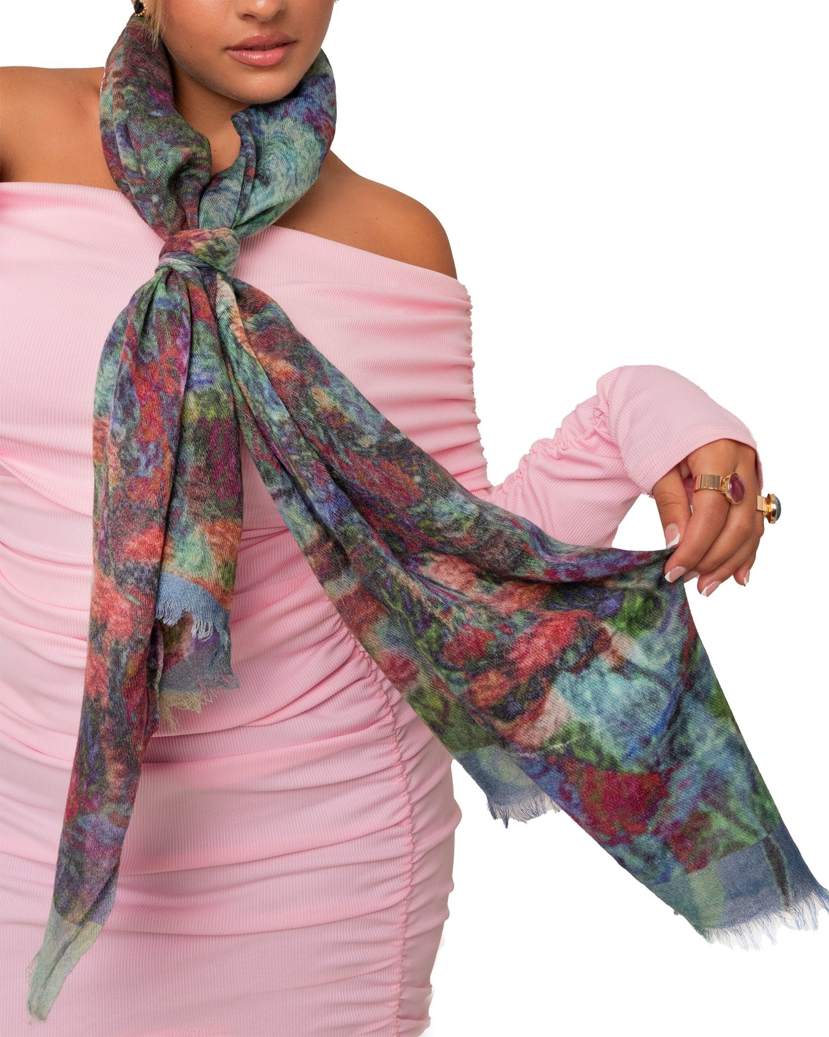 Sciarpa in pura lana con stampe astratte multicolore - Mya Accessories