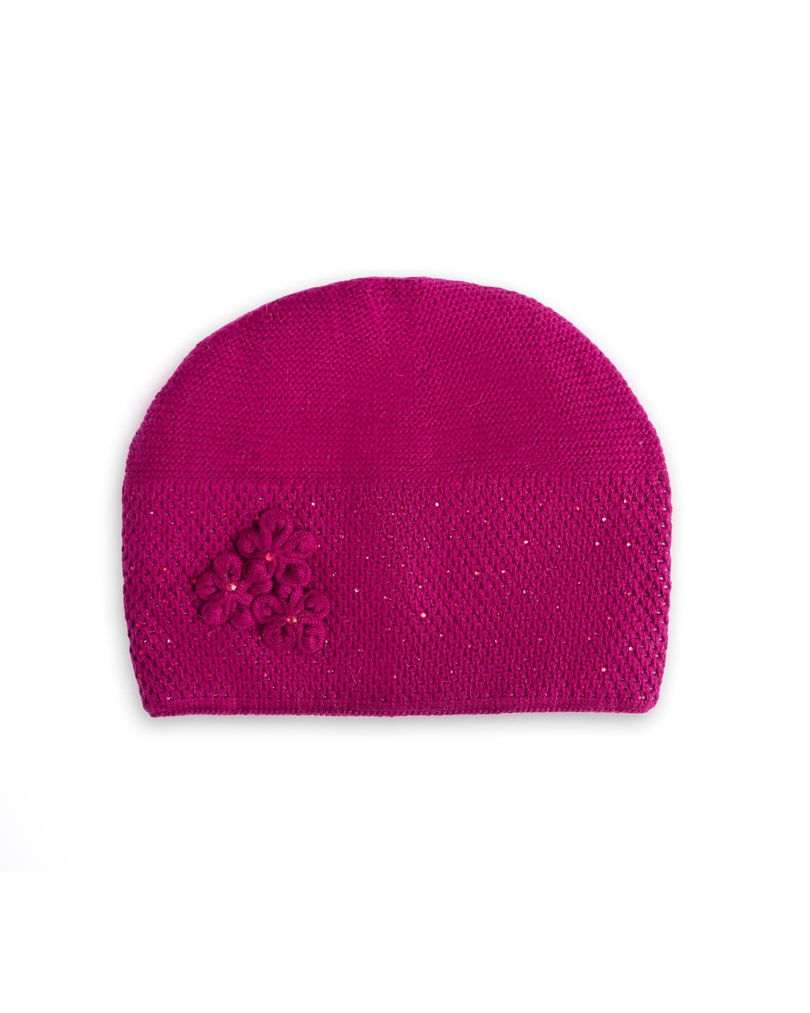 Cappello in lana con fiore tono fucsia - Mya Accessories