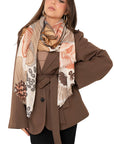 Sciarpa misto cotone beige con stampa floreale - Mya Accessories