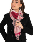 Sciarpa misto cotone rosa con stampa floreale - Mya Accessories