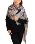 Sciarpa misto cotone grigia con stampa floreale - Mya Accessories